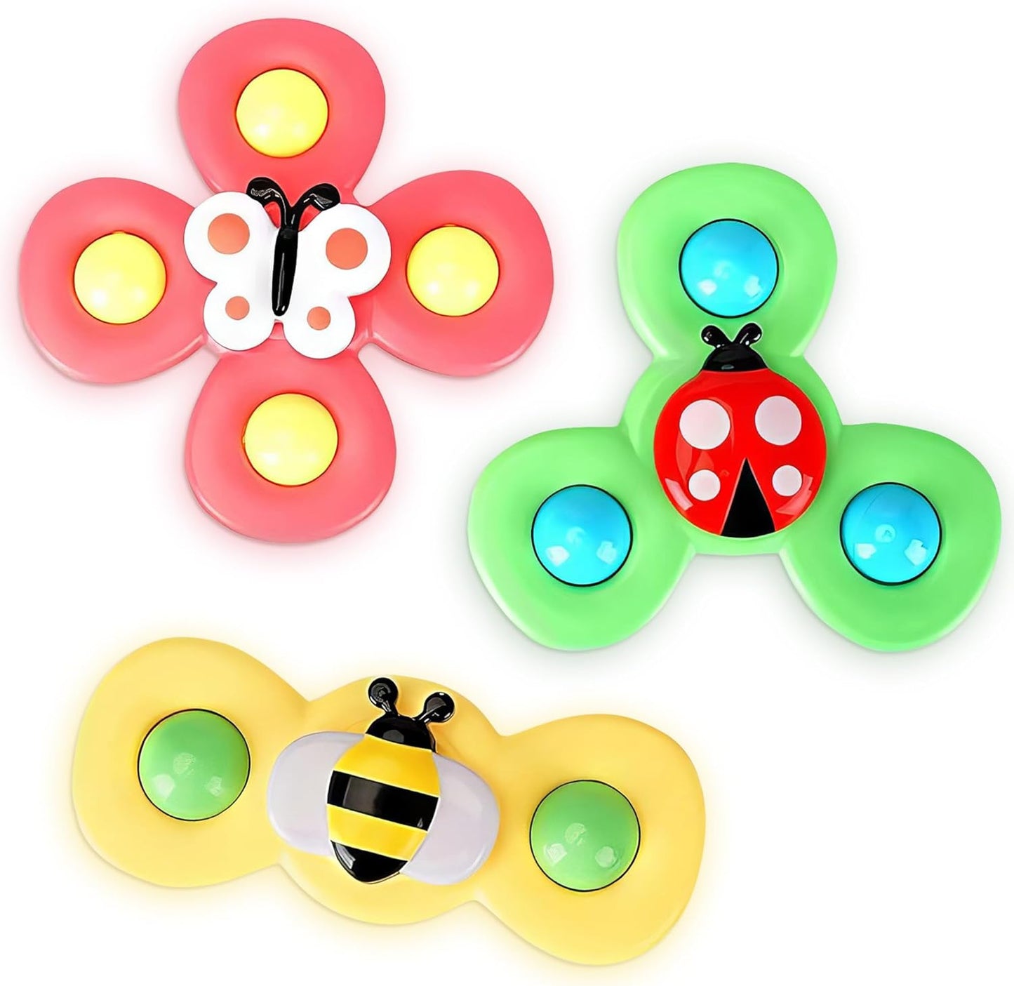 3Pcs Suction Cup Spinner Toy for Baby - Suction Fidget Spinner for Baby Bath Spinning Toy High Chair Toys with Suction Cups - Baby Suction Cup Toys for Babies Toddler Fidget Toys Suction Toys