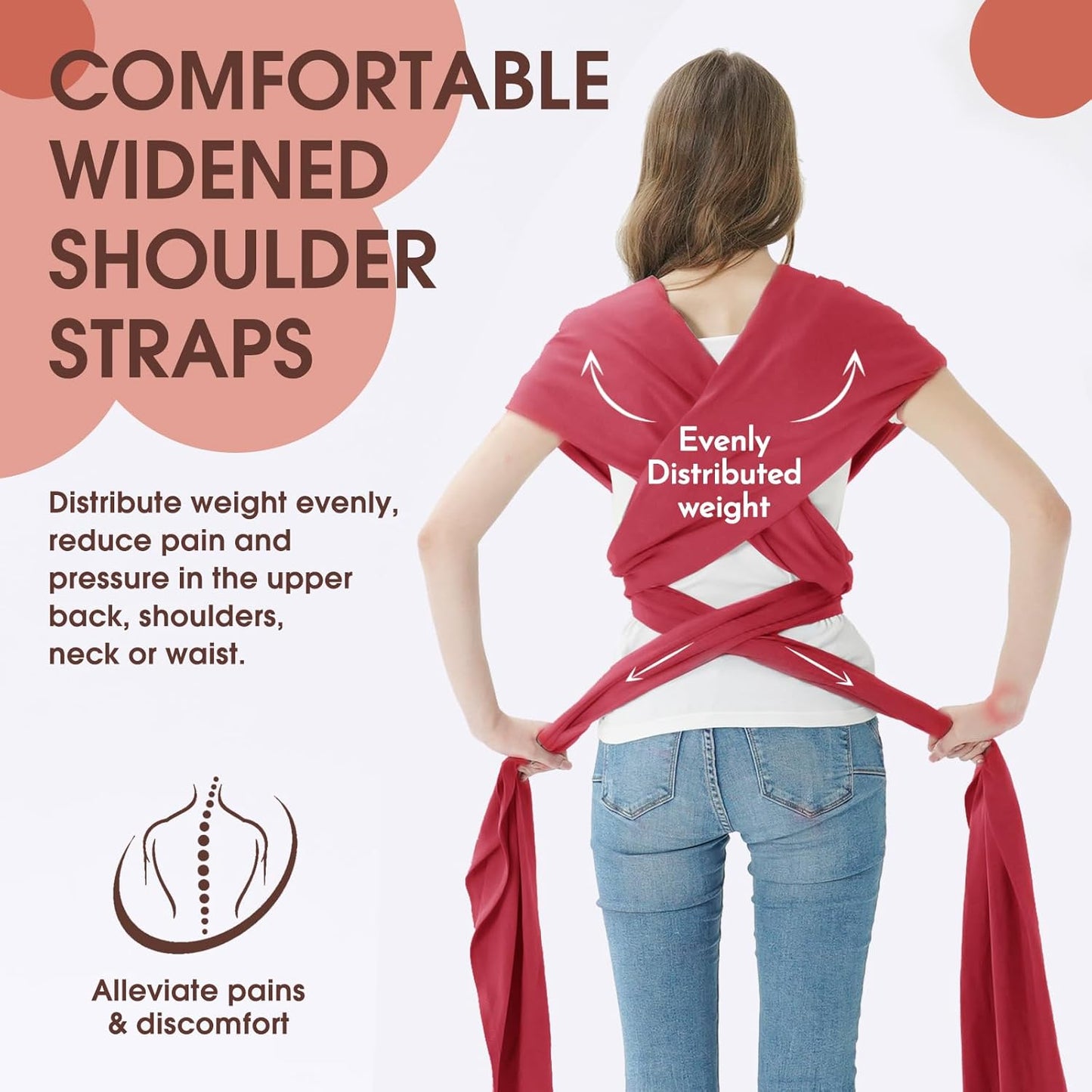 Acrabros Baby Wrap Carrier,Hands Free Baby Carrier Sling,Lightweight,Breathable,Softness,Perfect for Newborn Infants and Babies Shower Gift,Royal Red