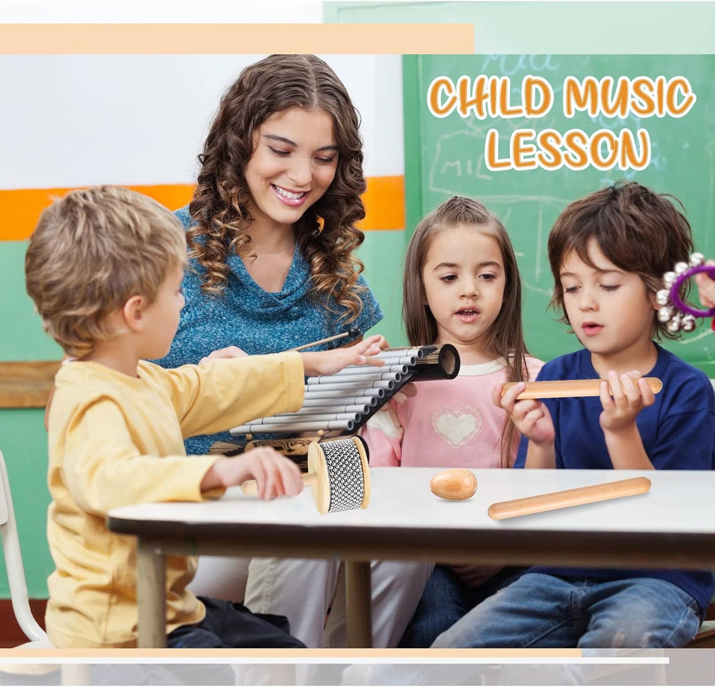 5 Pcs Cabasa Music Instrument for Baby Shower Gifts Wooden Hand Percussion Instrument Set with Stainless Steel Breads Latin Percussion Instrument Classical Wood Claves Rhythm Sticks Egg Shakers