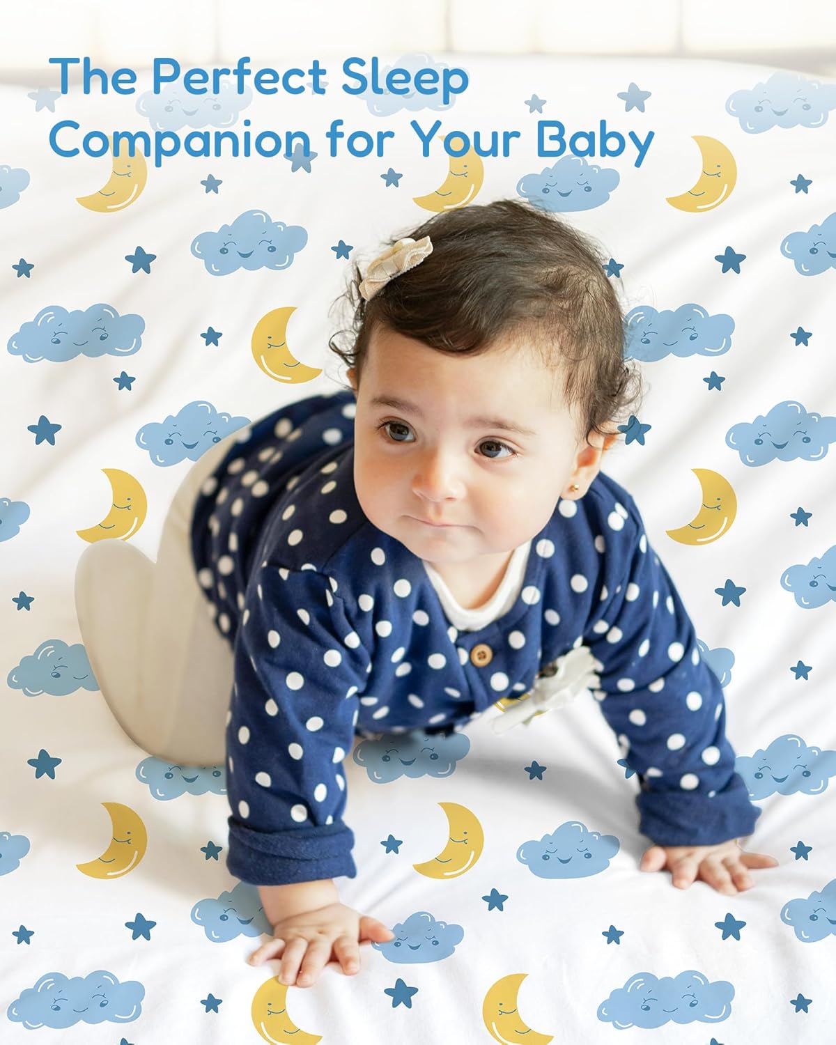 Baby Crib Sheets for Standard Crib Mattress, Soft and Breathable, Cloud+Blue Crib Sheet, Safe and Cozy, Fits 28''x52''x9'' Extra Deep Pocket