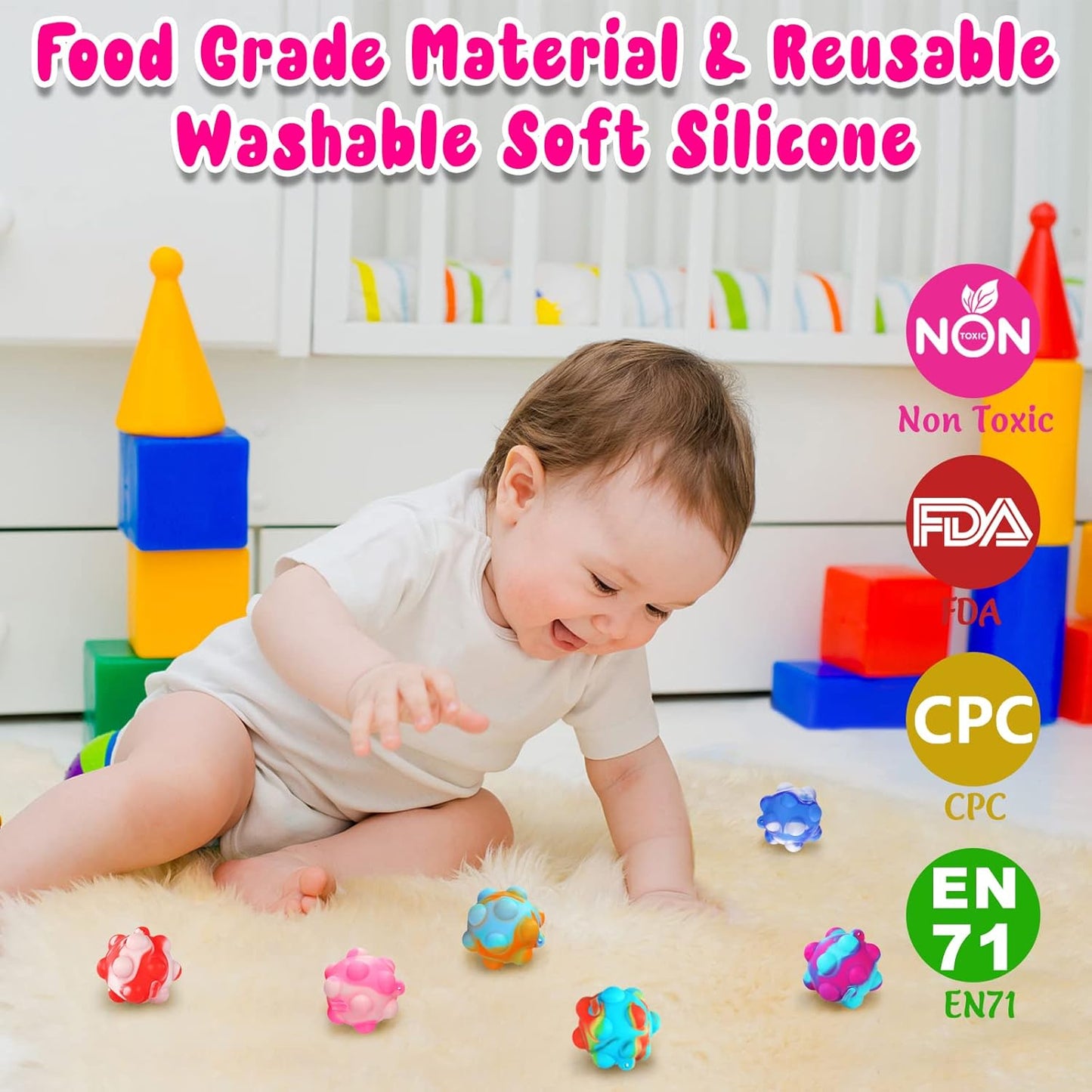 Inflatable Pop Ball Its Mini Fidget Toys Bulk 20 PCS 3D Stress Balls Fidgets for Classroom Prizes Easter Basket Stuffers for Kids Party Favors Squeeze Toys It Poppers Keychain Autism Sensory Toys Pack