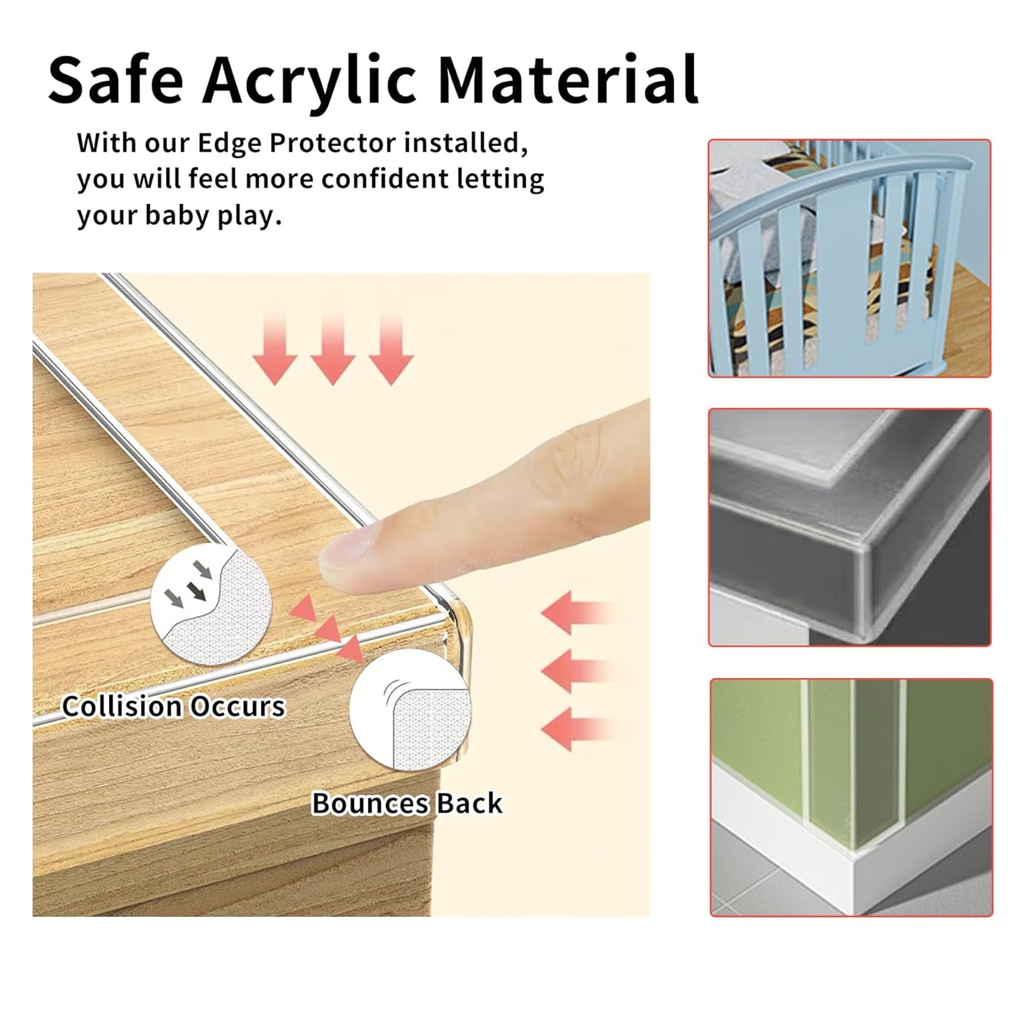 2Pack Baby Proofing Edge Protector for Baby,Clear Edge Protector Strip Sharp Edge Wrap Cover Tape,Corner Bumpers for Furniture,Crib Rail Covers for Teething,Total 19.68 Ft (Width 1.18 in)