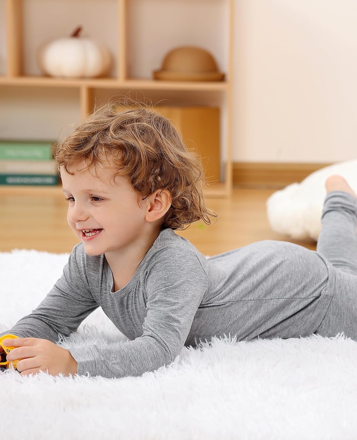 JunNeng Bamboo Viscose Pajamas for Toddler Baby, Boys Girls Solid Snug Fit Pajamas Long Sleeve Sleeper