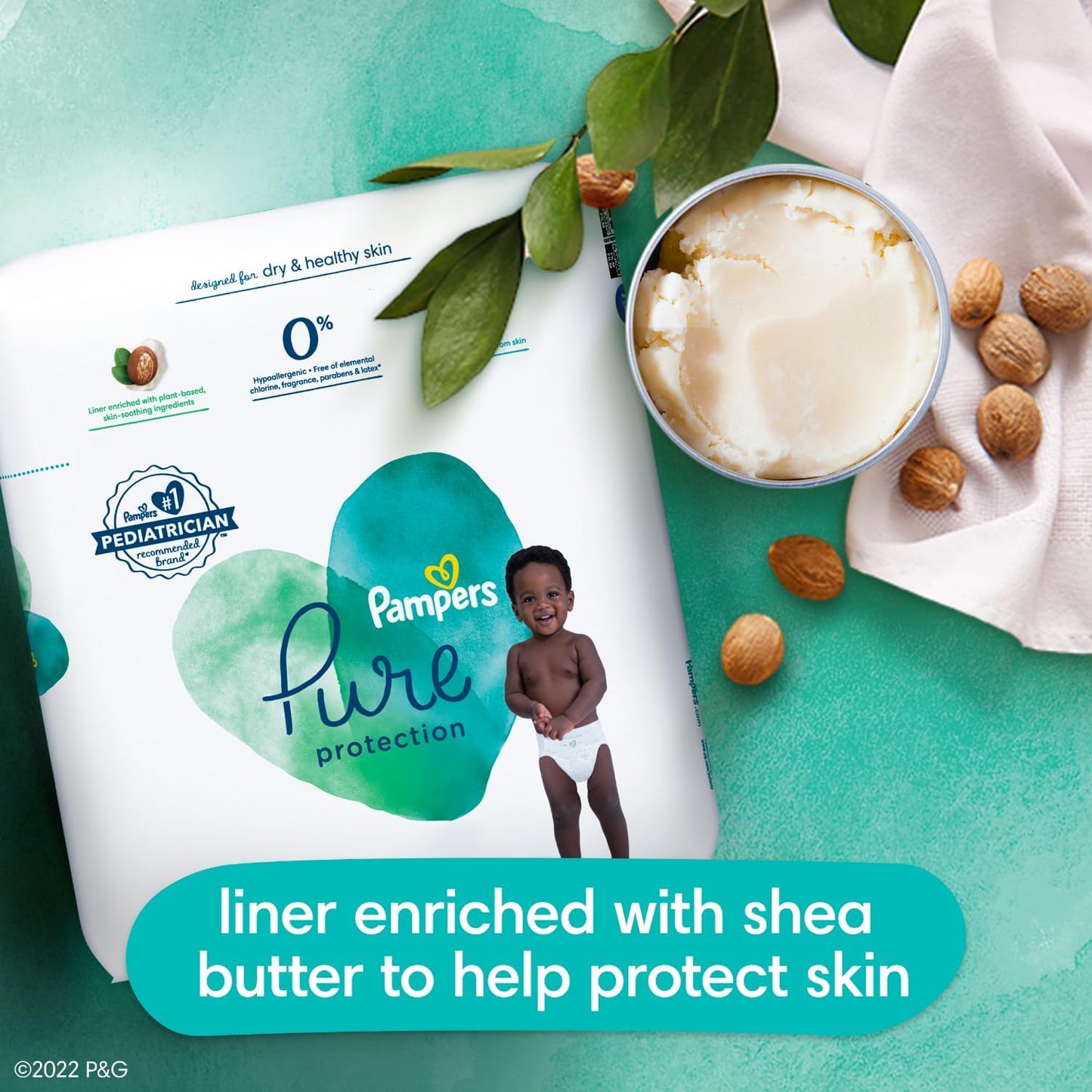 Pampers Baby Diapers - Pure Protection - Size 7, 60 Count, for up to 100% Leakproof, Premium Plant-based Skin Protection