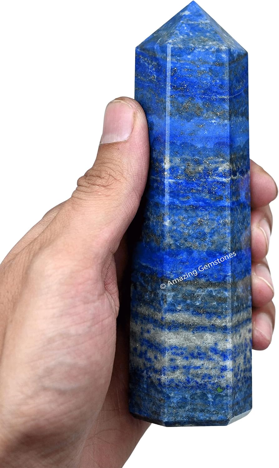 Amazing Gemstone Large Lapis Lazuli Crystal Towers ~ Natural Healing Crystal Point Obelisk for Reiki Healing and Crystal Grid (5.5 to 6 INCH)