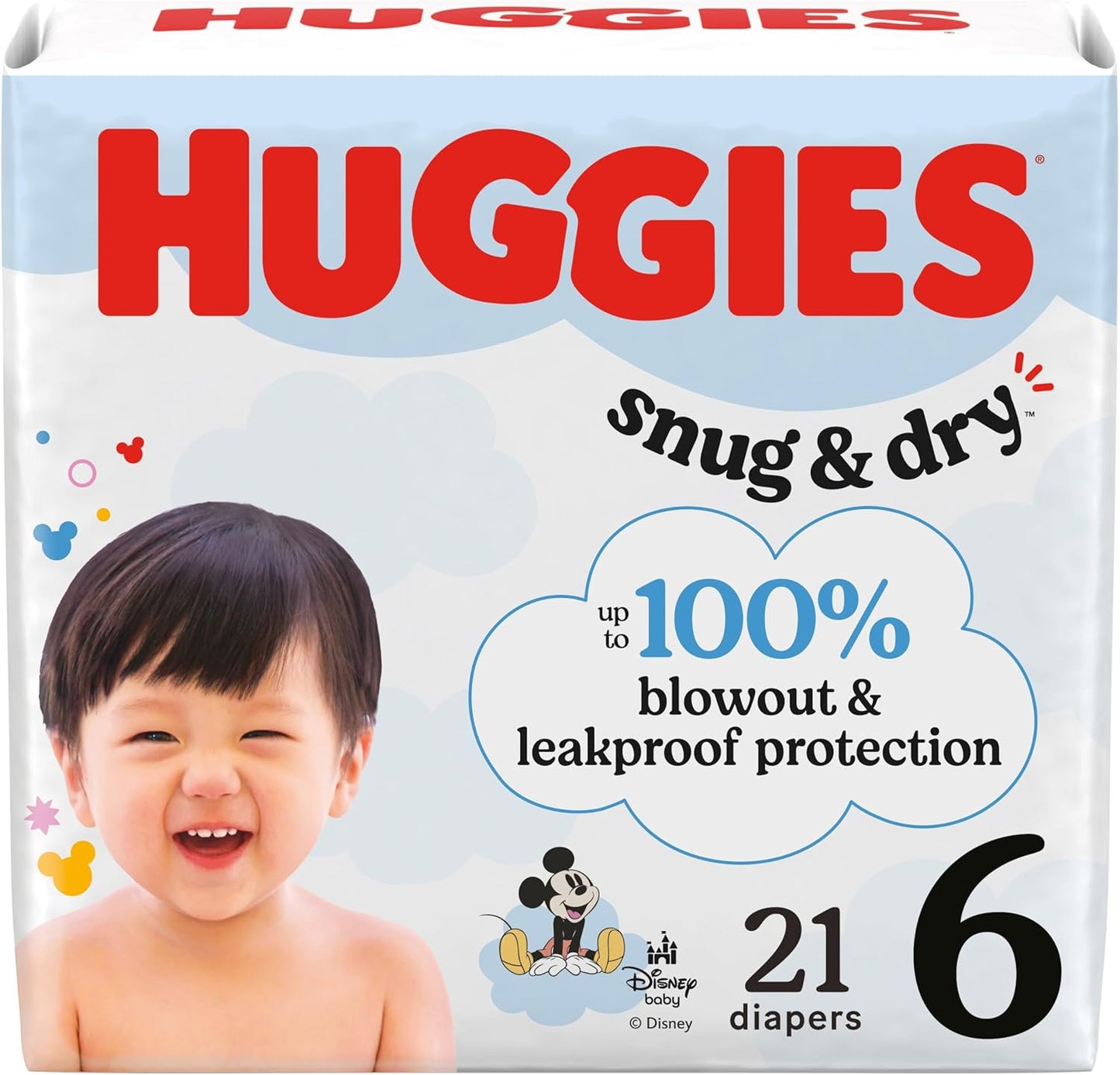 Huggies Size 6 Diapers, Snug & Dry Baby Diapers, Size 6 (35+ lbs), 21 Count, Packaging May Vary