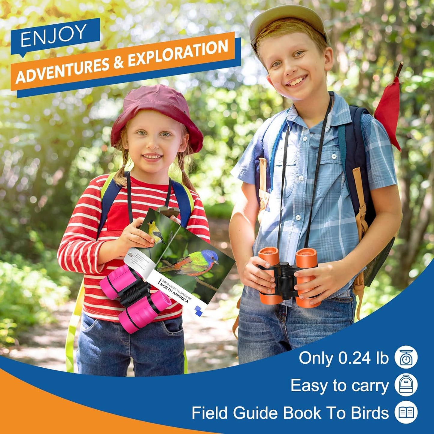 3-8 Year Old Boy Girl Toys: LET'S GO! Shockproof Binoculars for Kids Bird Watching 3 4 5 6 7 Year Old Boys Girls Outdoor Travel Toy for Kid Ages 4-7 Toddler Toy Binoculars