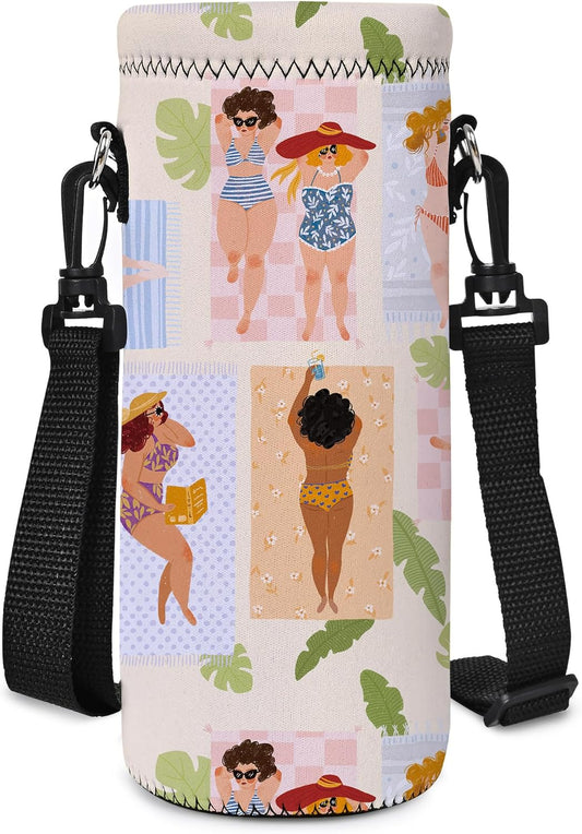 AUPET Water Bottle Sling Bag Carrier Crossbody Sleeve,Insulated Neoprene Bottle Case Holder Pouch Cover 500ML/17oz with Shoulder Strap for Walking Women Men