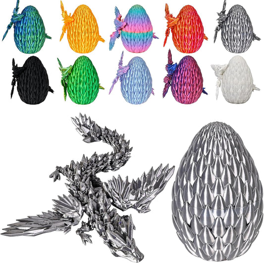 12inch Fly Dragon Egg, Year of The Dragon, 3D Printed Dragon, Executive Desk Toys, Articulated Dragon, Fidget Toys Gifts for Graduates Students Teachers Adults (Grey)