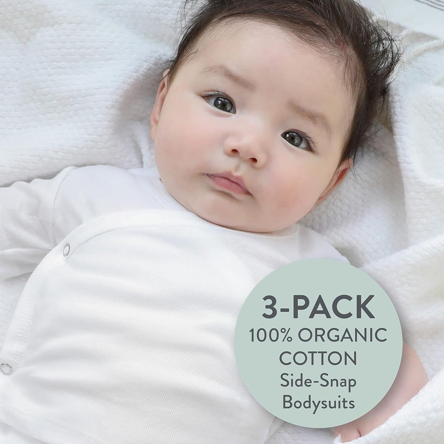 HonestBaby unisex-baby 3-pack Long Sleeve Side-snap Kimono Bodysuits Organic Cotton for Infant Baby Boys, Girls, Unisex