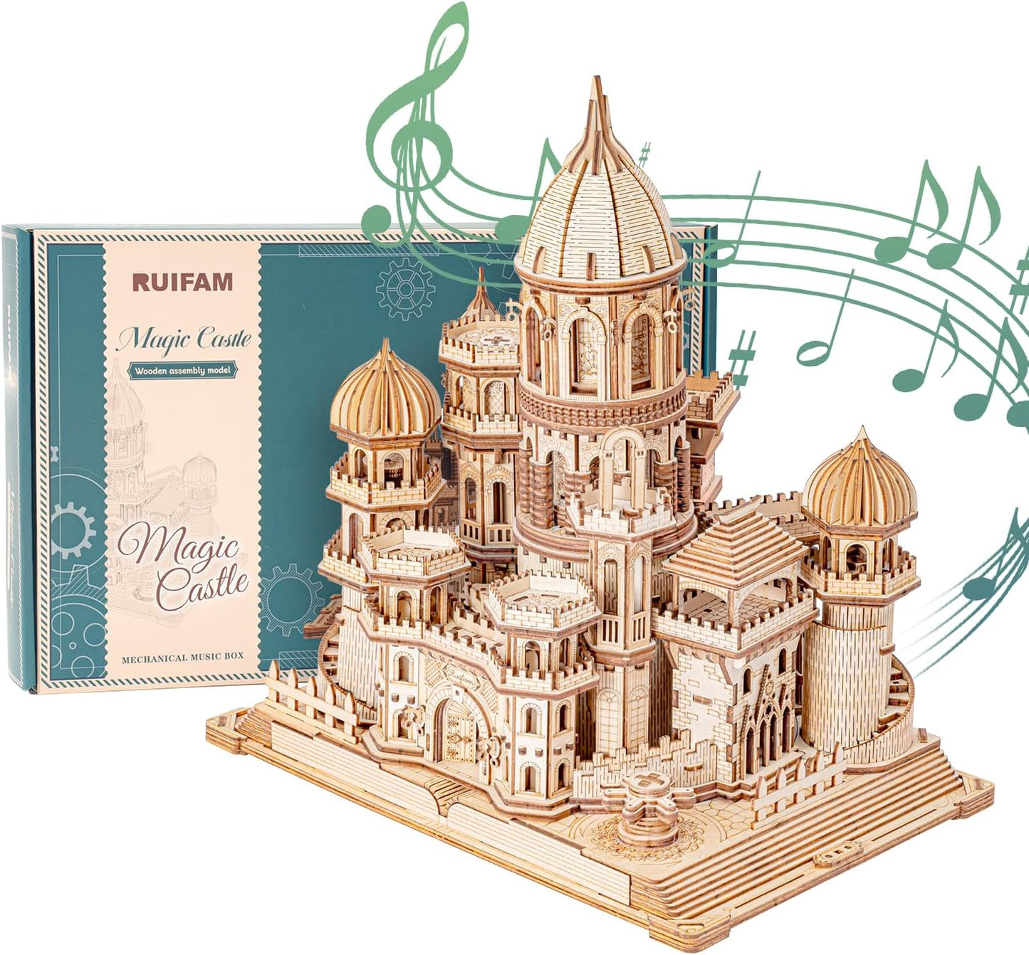 3D Wooden Puzzles DIY Mechanical Wooden Wide Model Kit 1000 Pcs 3D Puzzles for Adults Teens 14+Years Puzzle Enthusiasts Box Clockwork Enchanted Castle