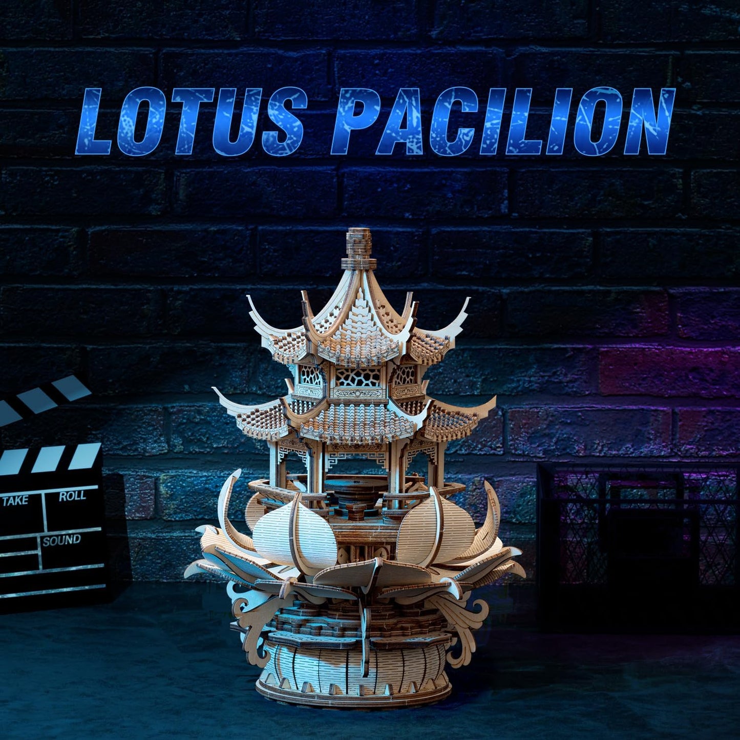 3D Puzzles for Adults, Wooden 3D Puzzle Model Lotus Pavilion Music Box Toys Building Kits, DIY Wood Crafts Cool Toy Hobbies for Men Women, Creative Assembly Gifts