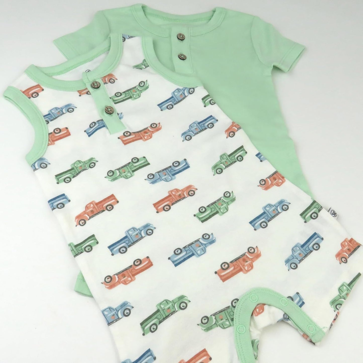 HonestBaby Short Sleeve and Tank Romper 100% Organic Cotton for Infant Baby and Toddler Boys