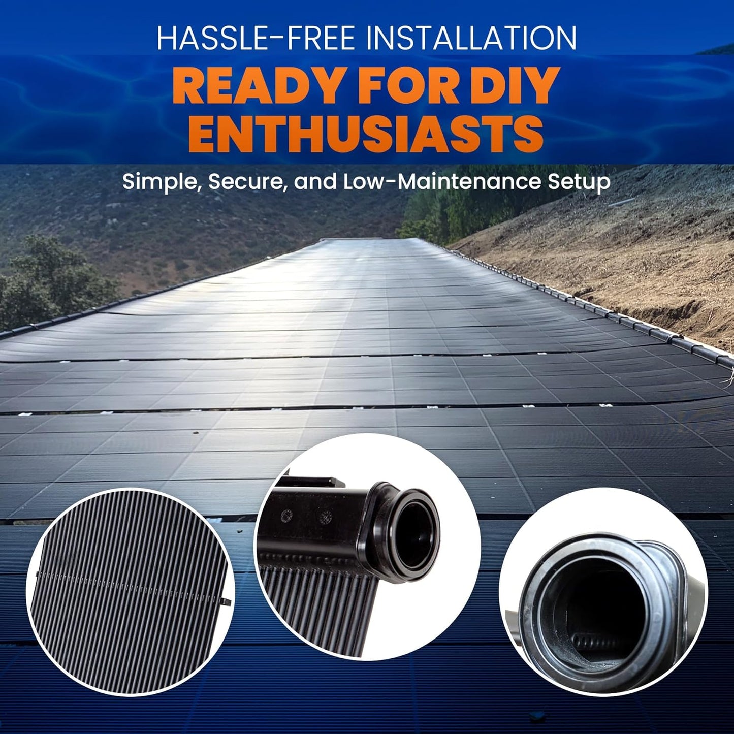 Industrial Grade Solar Pool Heater DIY Kit - Superior High-Wind Strapless Mounting System & Maximum Freeze Resistance (8-4'x10.5' / 336 Square Feet)