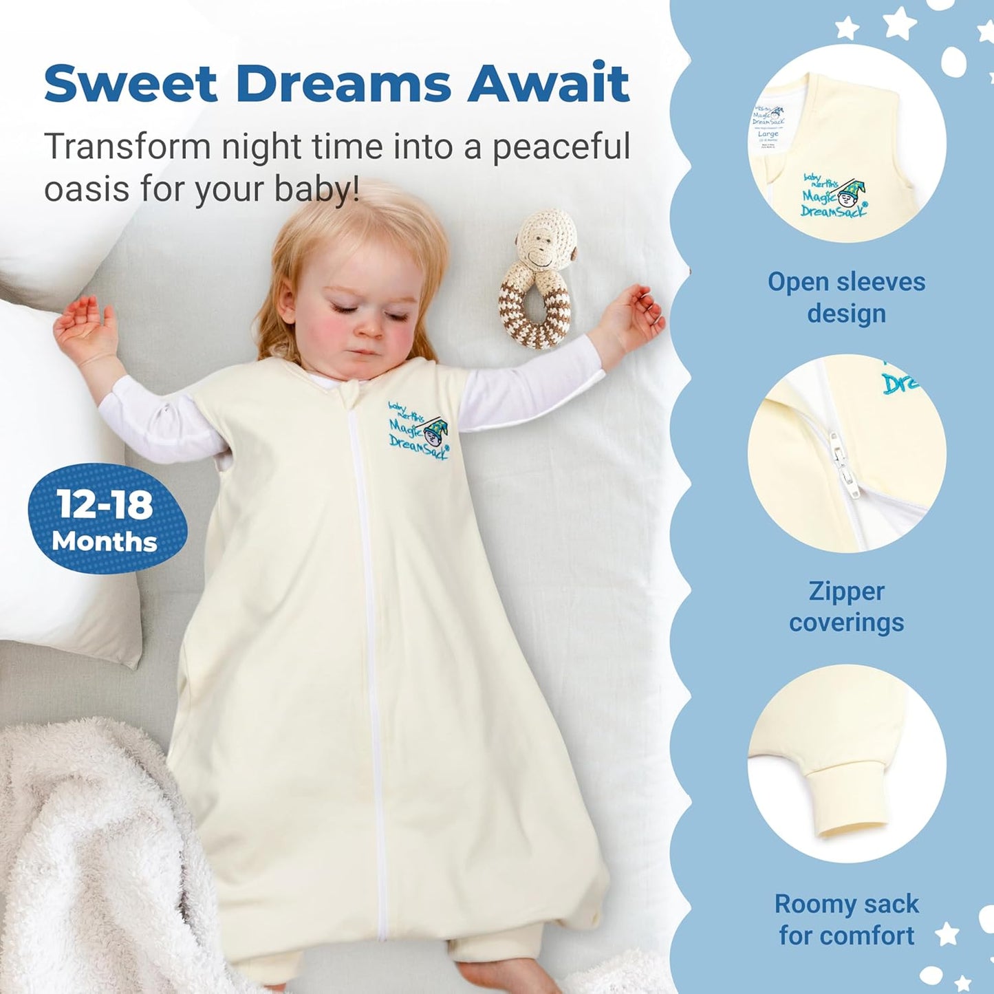 Magic Sleepsuit Baby Merlin's Cotton Baby Swaddle Transition Product - Soft and Cozy Design, Double Zipper for Easy Diaper Changes, Promotes Safe Sleep, 3-6 Months - Sage Green - Large 18-21lbs