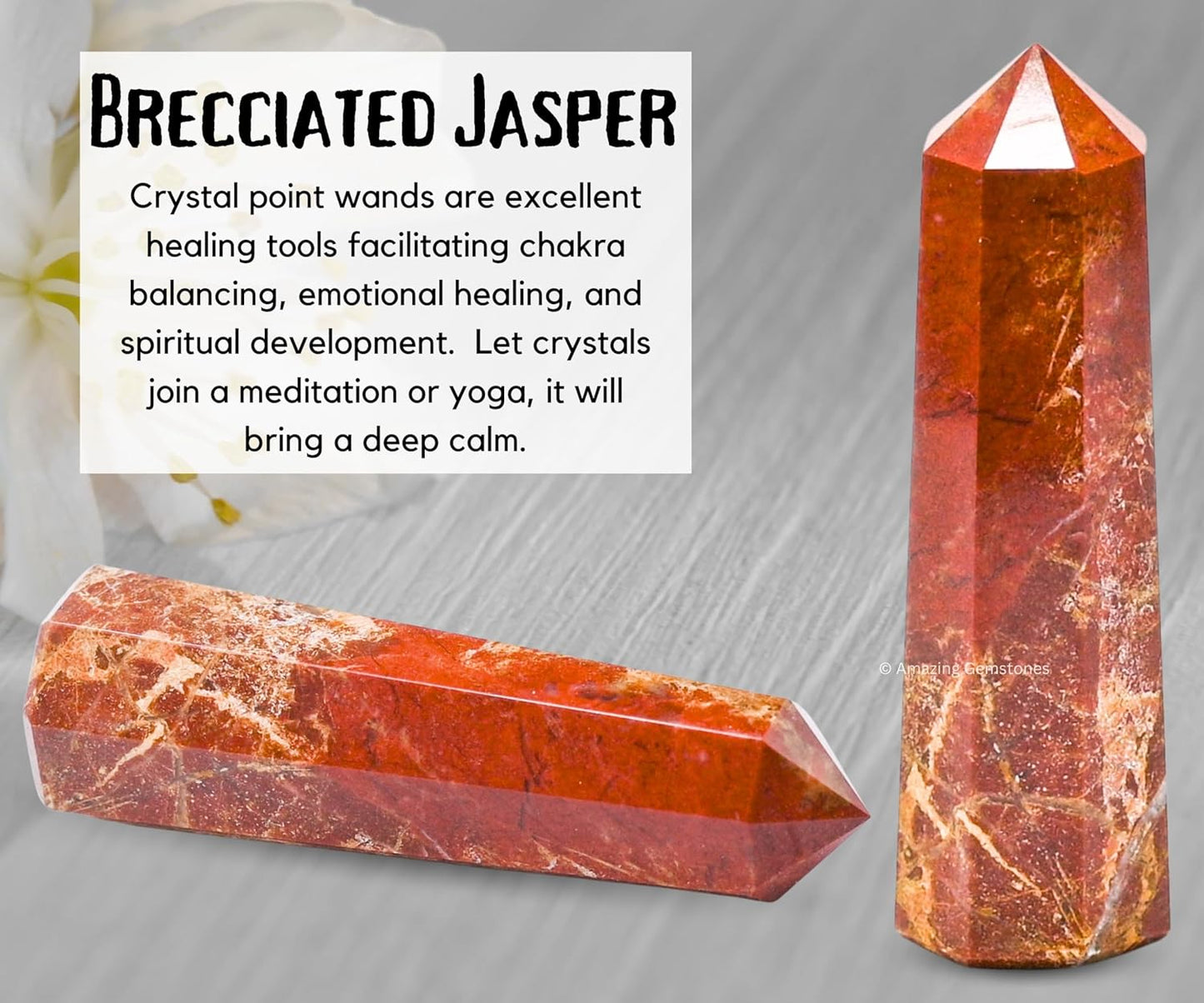 Amazing Gemstone Brecciated Jasper Crystal Towers ~ Natural Healing Crystal Point Obelisk for Reiki Healing and Crystal Grid (2" to 3" INCH)