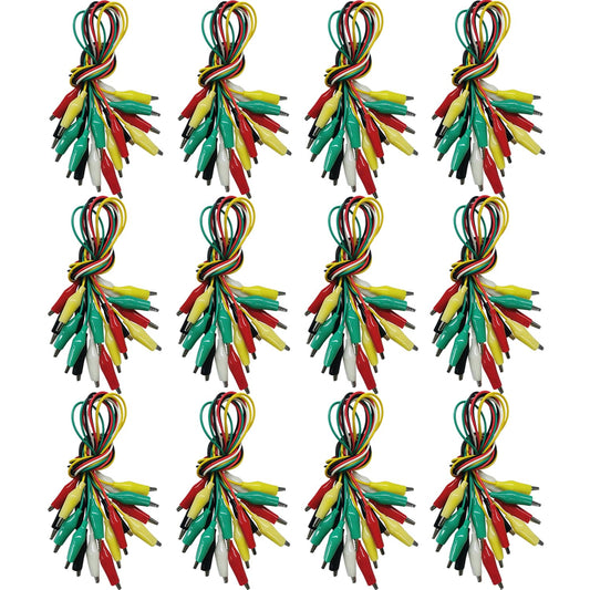 120PCS Premium Alligator Clips Electrical, 5 Colors Test Probes & Leads, Crocodile Jumper Wires with Dual Ended Insulators Cable for Electric Circuit Connection, Multimeter, Electronic Experiments