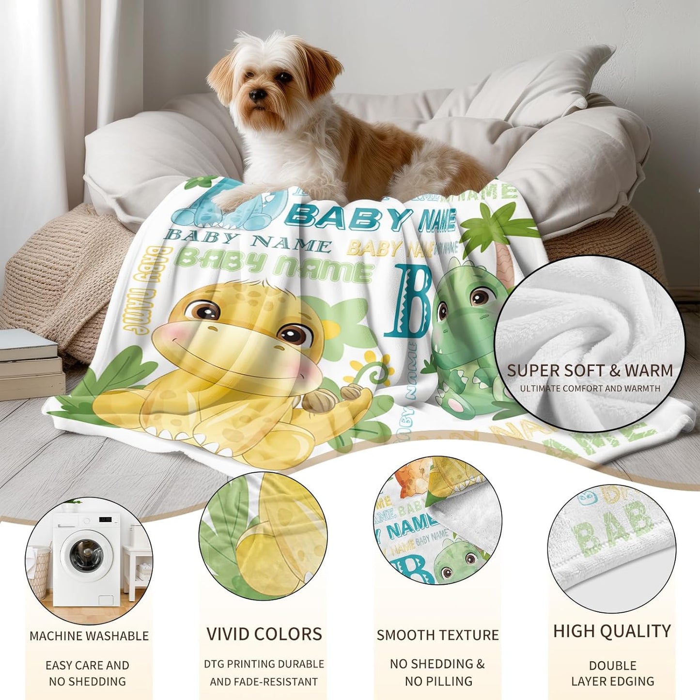 Ship Next Day, Personalized Baby Blankets - Printed in USA, Custom Name Blanket, Baby Blanket with Name, Ultra-Soft Cozy Fleece Blankets, Gifts for Baby Newborn Toddlers Boys & Girls Kids