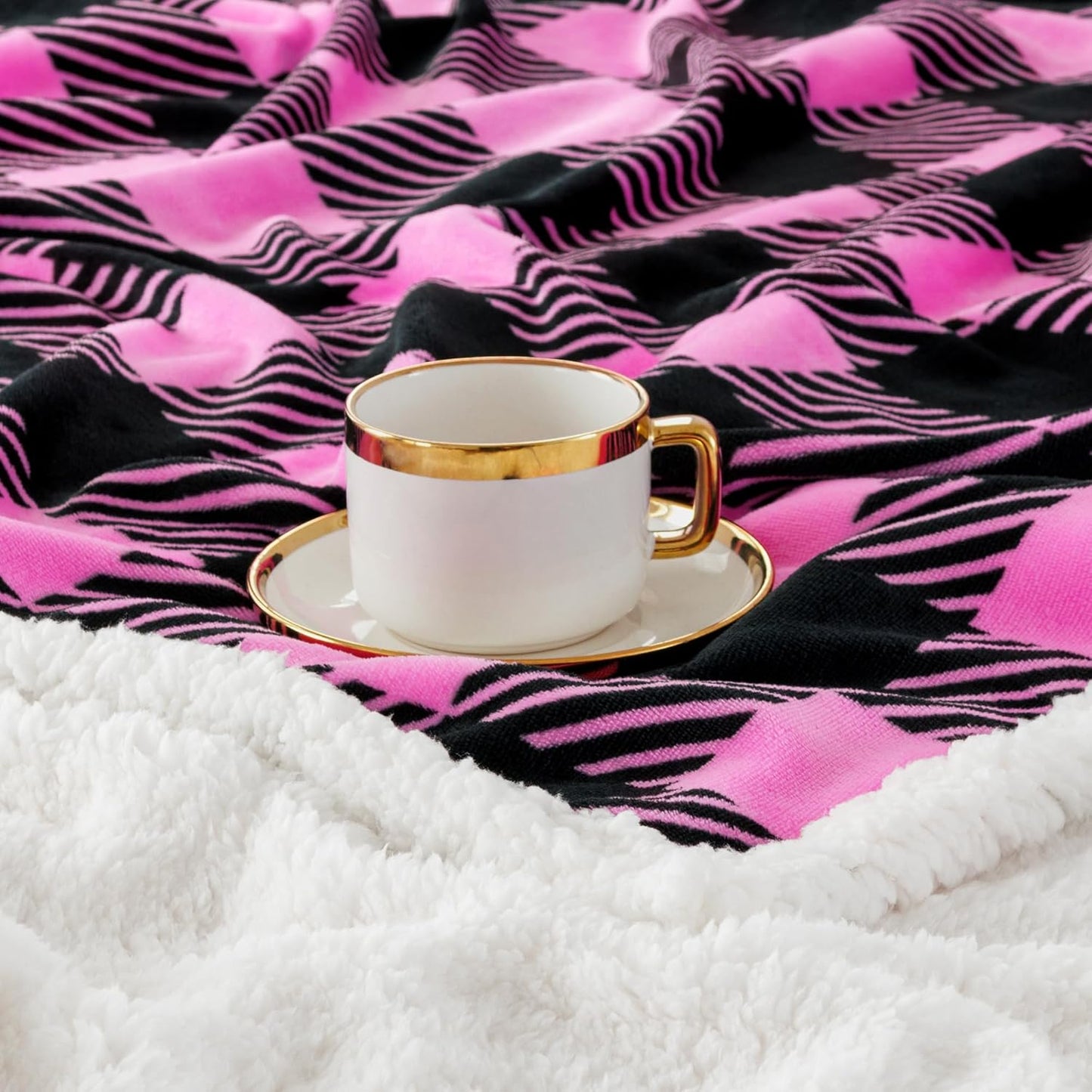 Touchat Sherpa Plaid Twin Blanket 60" X 70", Fuzzy Fluffy Soft Cozy Throw Blanket, Twin Size Plush Fleece Flannel Plush Microfiber Blanket for Couch Bed Sofa (Rosepink)