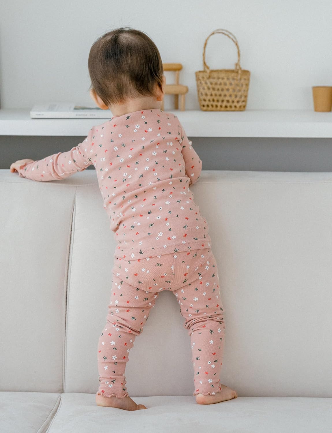 AVAUMA Baby Boy Girl Pajama Set 6M-7T Kids Cute Toddler Snug fit Flower Pattern Design Pjs Cotton Sleepwear Ruffled Shirring