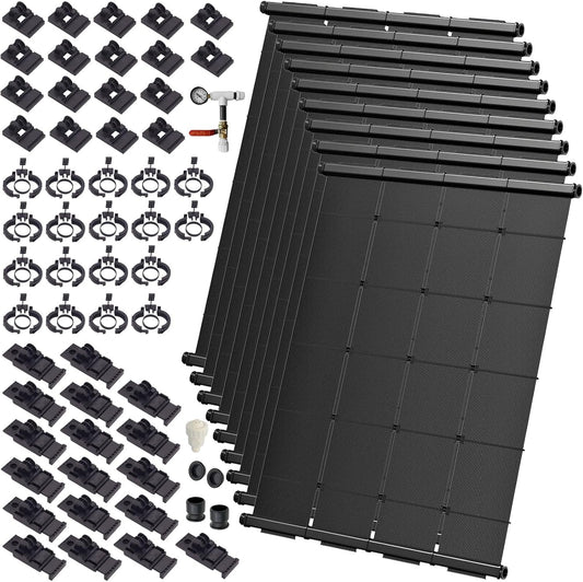 Industrial Grade Solar Pool Heater DIY Kit - Superior High-Wind Strapless Mounting System & Maximum Freeze Resistance (9-4'x10.5' / 378 Square Feet)