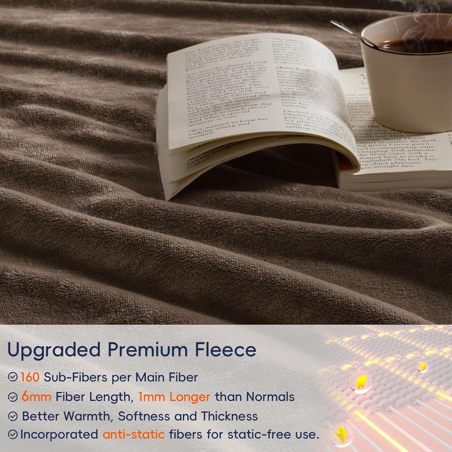 PHF Ultra Soft Fleece Blanket Twin Size, No Shed No Pilling Luxury Plush Cozy 300GSM Lightweight Blanket for Bed, Couch, Chair, Sofa Suitable for All Season, 66" x 90", Cocoa Brown