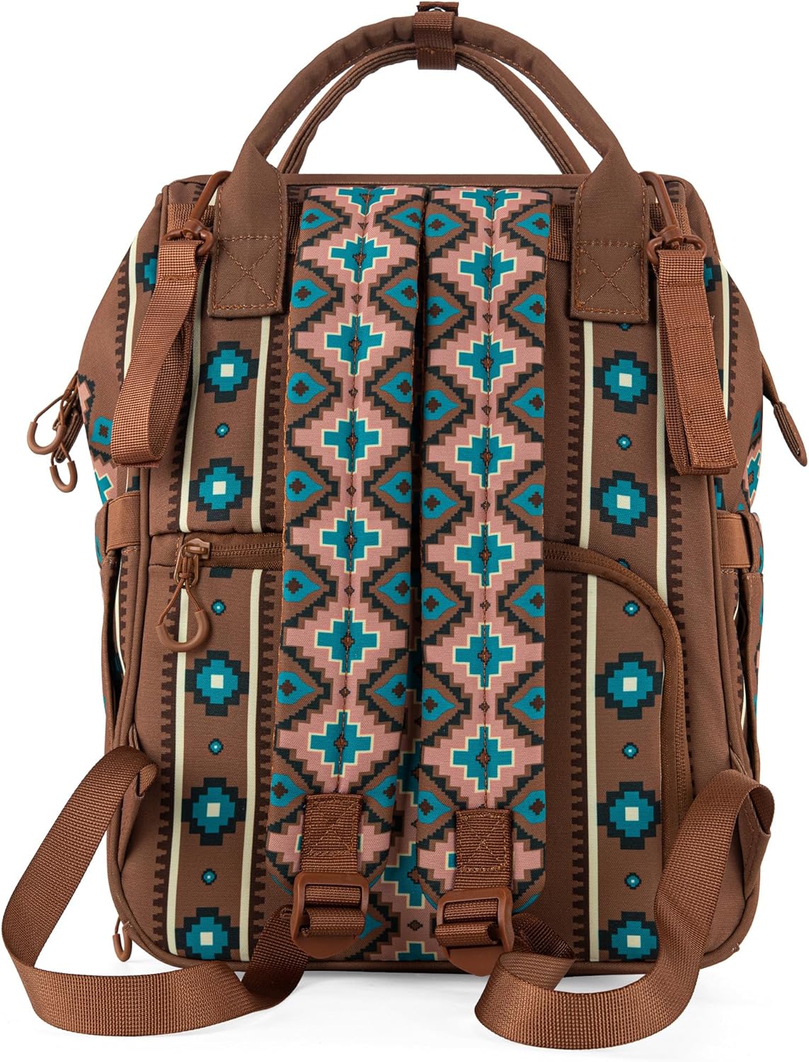Wrangler Aztec Backpack Organized Daypack Travel Baby Bag with Stroller Strap and Side Bottle Pockets