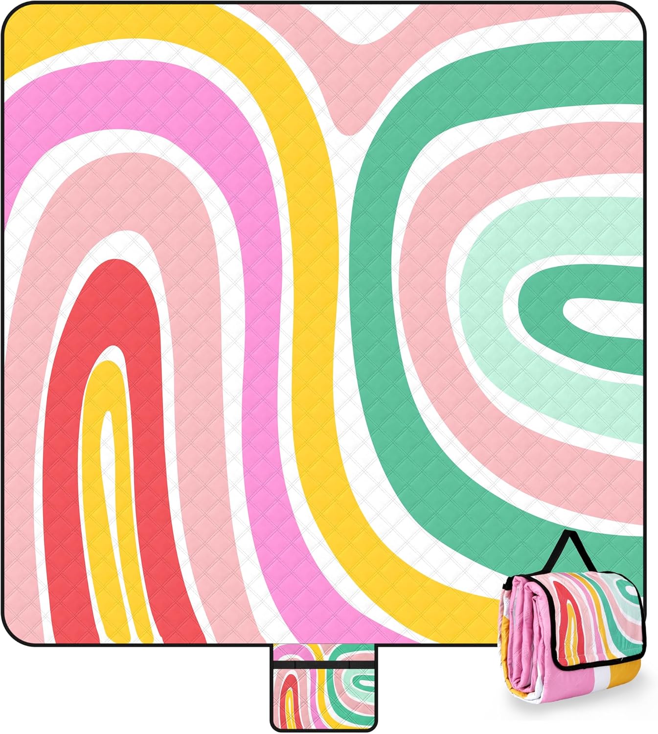 ADecor Picnic Blankets, 79" x 79" Large Beach Blanket Waterproof Sandproof, Foldable Lightweight Portable Picnic Mat Beach Vacation Essentials for Park, Camping, Hiking, Travel, Grass Lawn