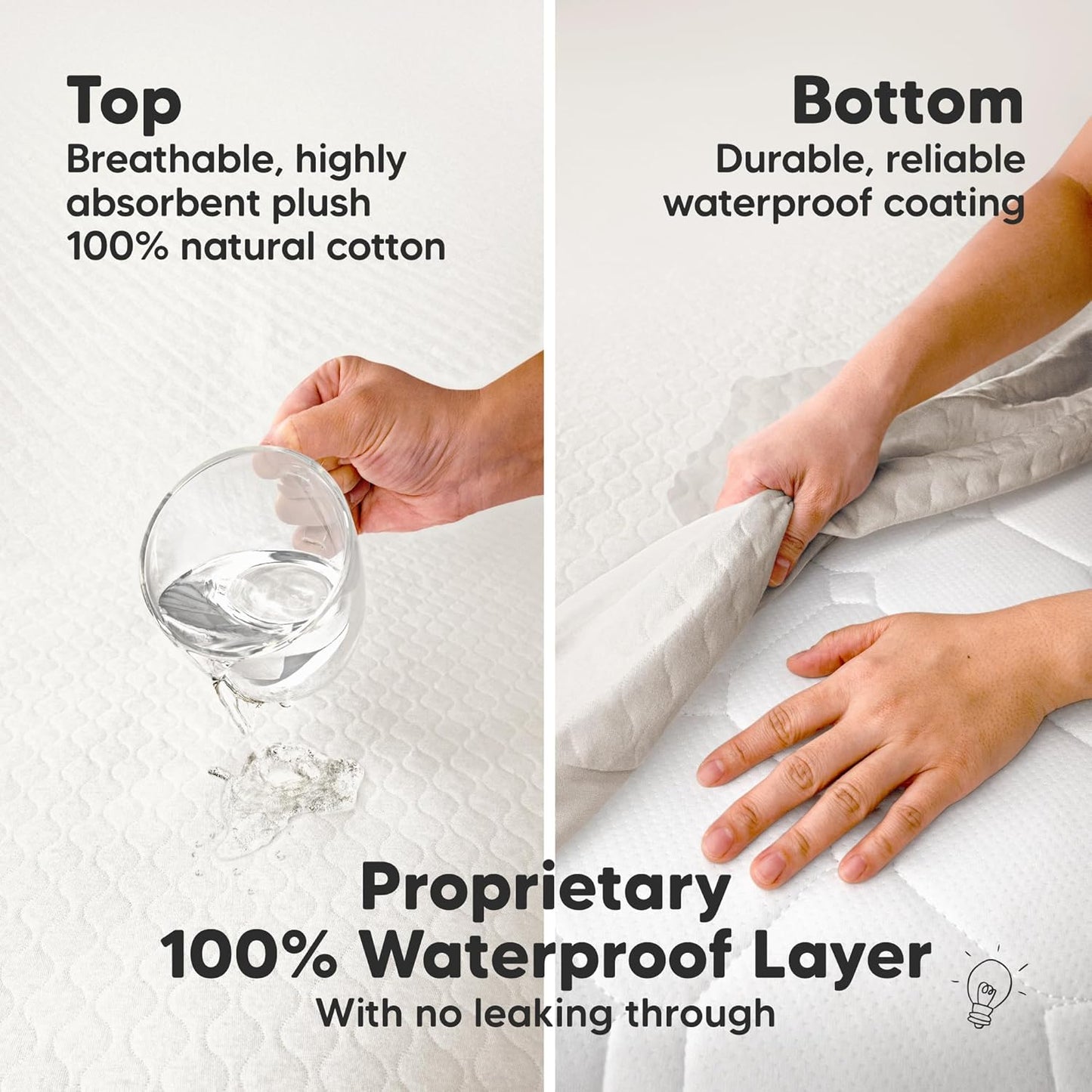 Waterproof Crib Mattress Protector Cover Fitted - 2-Pack Quiet Baby Crib Mattress Pad Sheets, 52" x 28" Soft Quilted Cotton Baby Sheet, Machine Washable, Easy Fit, Durable (Khaki/Mavy)