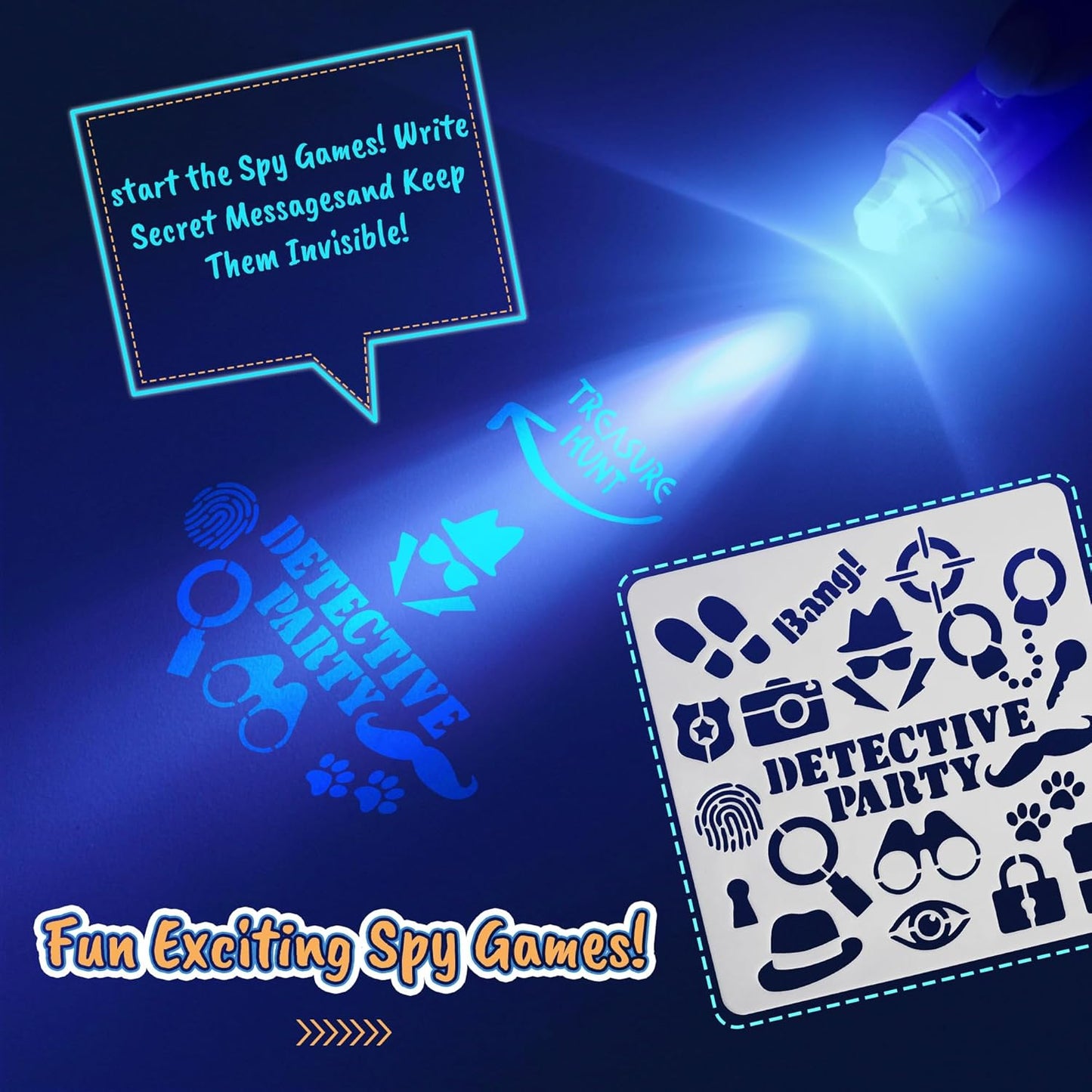 Invisible Ink Pen 24Pcs+ Notebooks, Spy Pens with UV Light, Magic Marker, Classroom Prize, Birthday Party Favors for Kids 8-12, Kids Stocking Stuffers