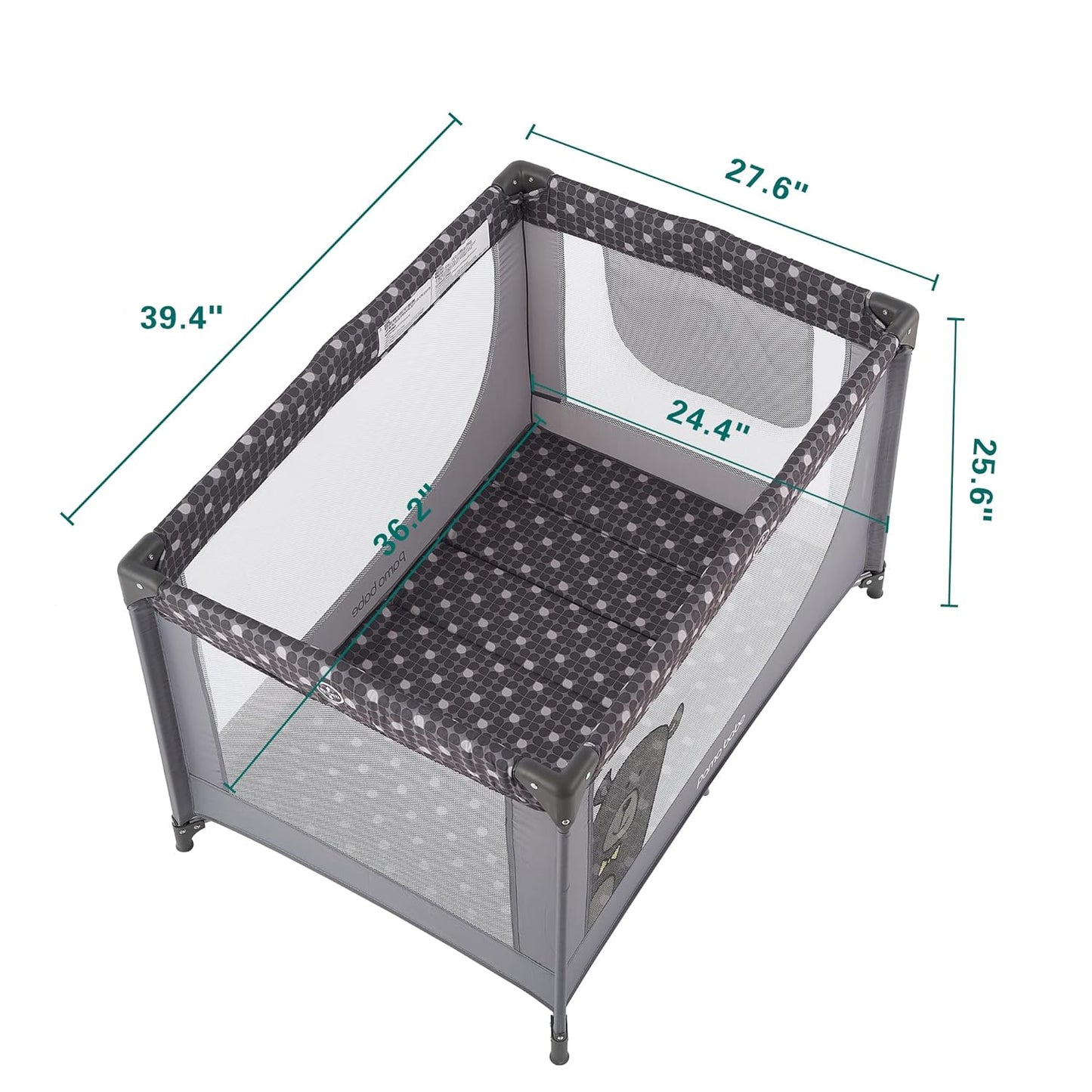 Pamo Babe Portable Crib Baby Playpen with Mattress and Carry Bag Grey