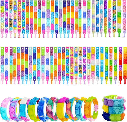 200pcs pop Random Bracelet,Pop Bubble Fidget Sensory Toys, Pop Toy Bulk for Party Favor, Classroom Student Prizes Easter Basket Goodie Bag Stuffers Christmas Valentine Gift for Kid