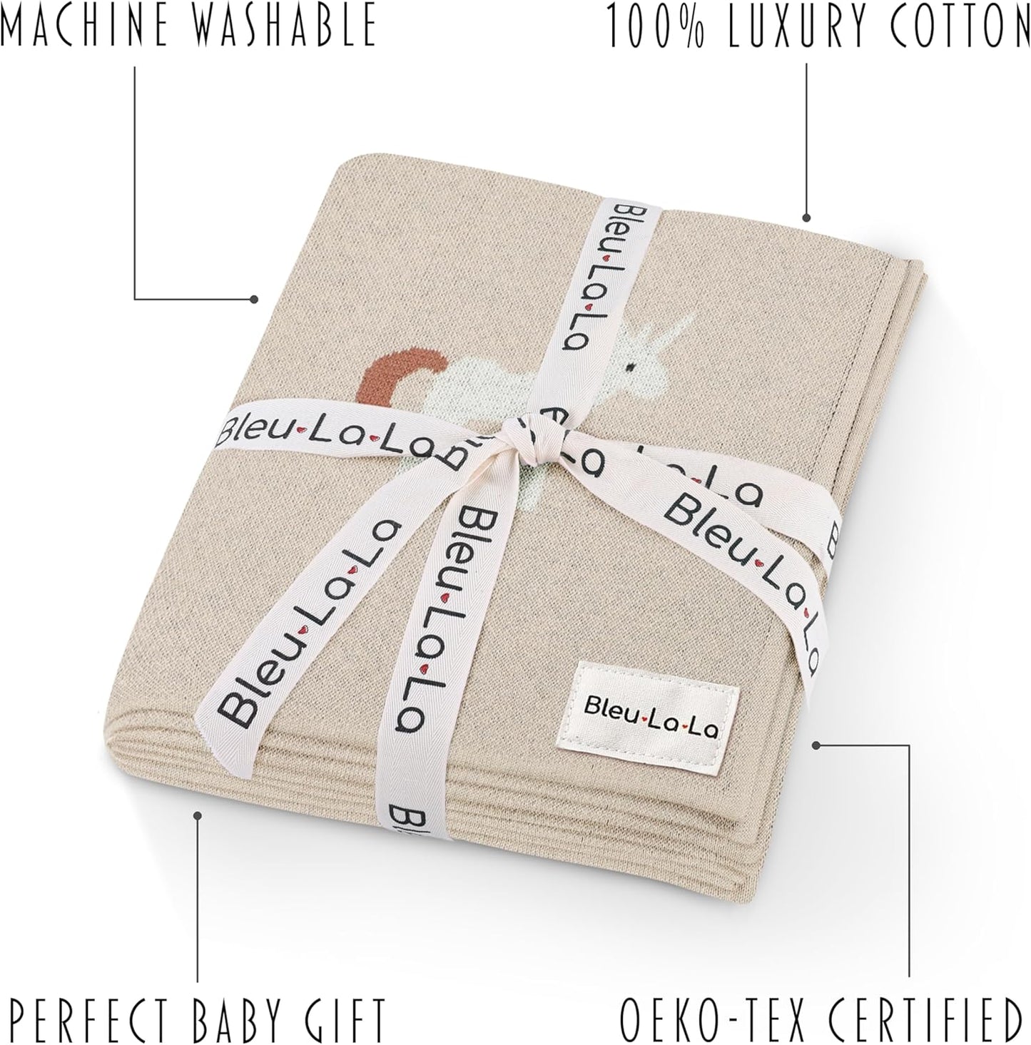 Unisex Baby Blanket for Girls and Boys 100% Cotton Buttery Soft Cozy Receiving Swaddle Crib Stroller Blanket for Shower Gift Registry for Newborns, Infants, Toddlers (Unicorn - Cream)