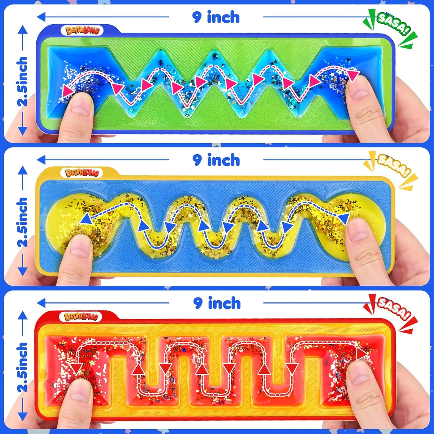 Autism Sensory Toys for Kids - 3 Pack Fidget Toy Sensory Tube Filled with Colorful Goo, Glitter, Autism Sensory Items for Kids Children Teens - Classroom Prizes, Goodie Bag Stuffers