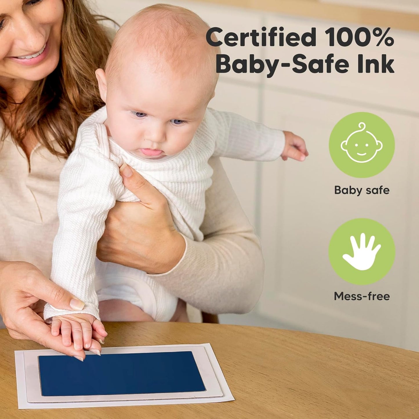 1-Pack Inkless Baby Hand and Footprint Kit - Mess Free Ink Pad for Newborn Keepsake, Dog Nose & Paw Print Kit, Clean Touch Ink Pad for Baby Hand & Footprints, Ideal New Mom Gifts (Navy, Jumbo)