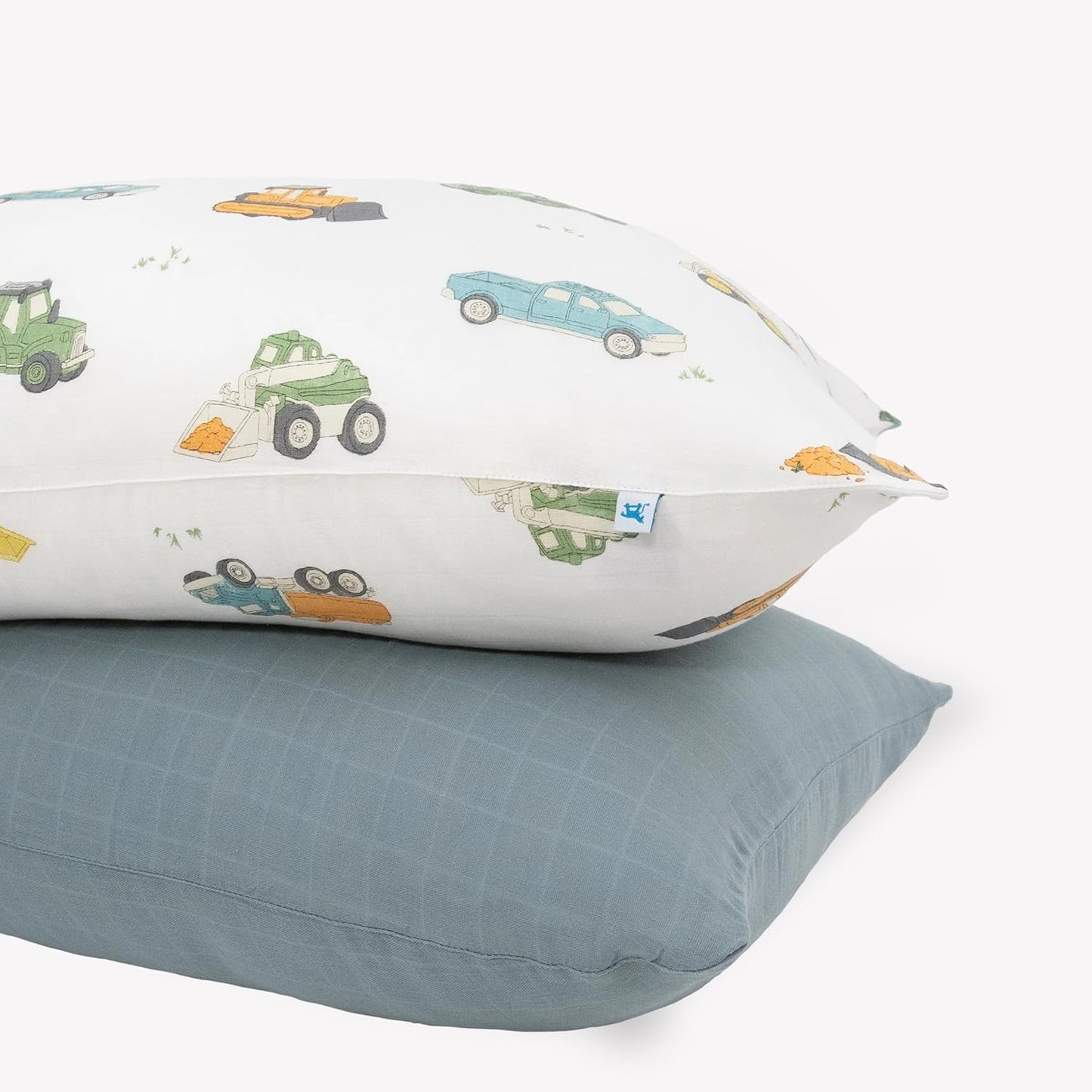 Little Unicorn Standard Pillowcase 2 Pack | Super Soft & Breathable Muslin Fabric | Snug Envelope Closure (Work Trucks)