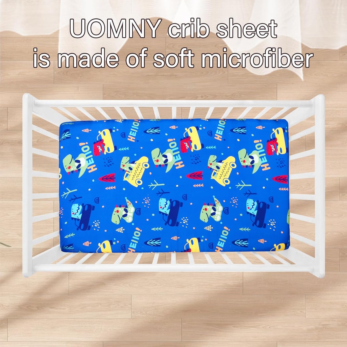 UOMNY Crib Sheet, Dinosaur Crib Sheets Baby Sheet for Standard Crib and Toddler Mattresses Nursery Bedding Sheet Crib Mattress Sheets for Boys and Girls 1 Pack Toddler Sheet