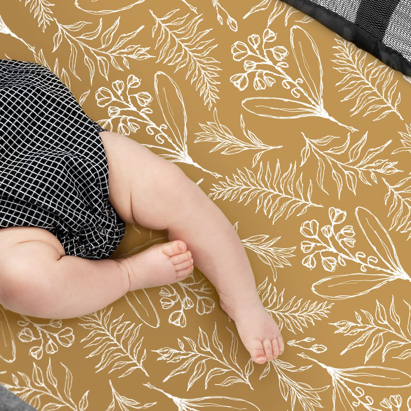 Stretchy Ultra Soft Jersey Knit Fitted Pack n Play Sheets Set 2 Pack, Portable/Mini Crib Sheets with Deep Pocket, Fitted Playard Mattress Safe and Snug, Stylish Watercolor Deer and Leaves