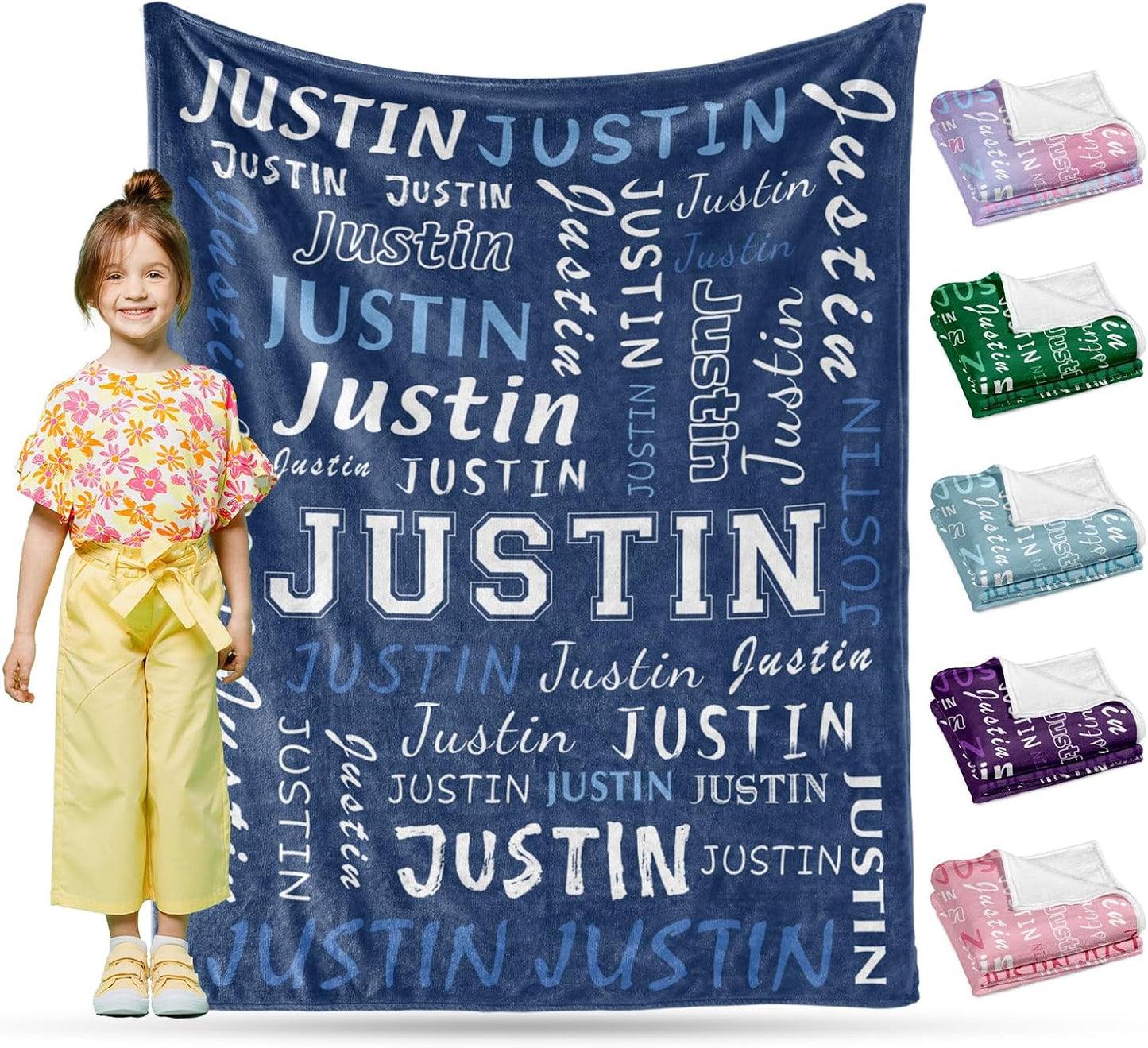 Ship Next Day, Custom Name Blanket - Printed in USA, Personalized Baby Blankets for Girls, Baby Blanket with Name, Ultra-Soft Cozy Fleece Blankets, Gifts for Boys & Girls Kids Teen Girl New Mom