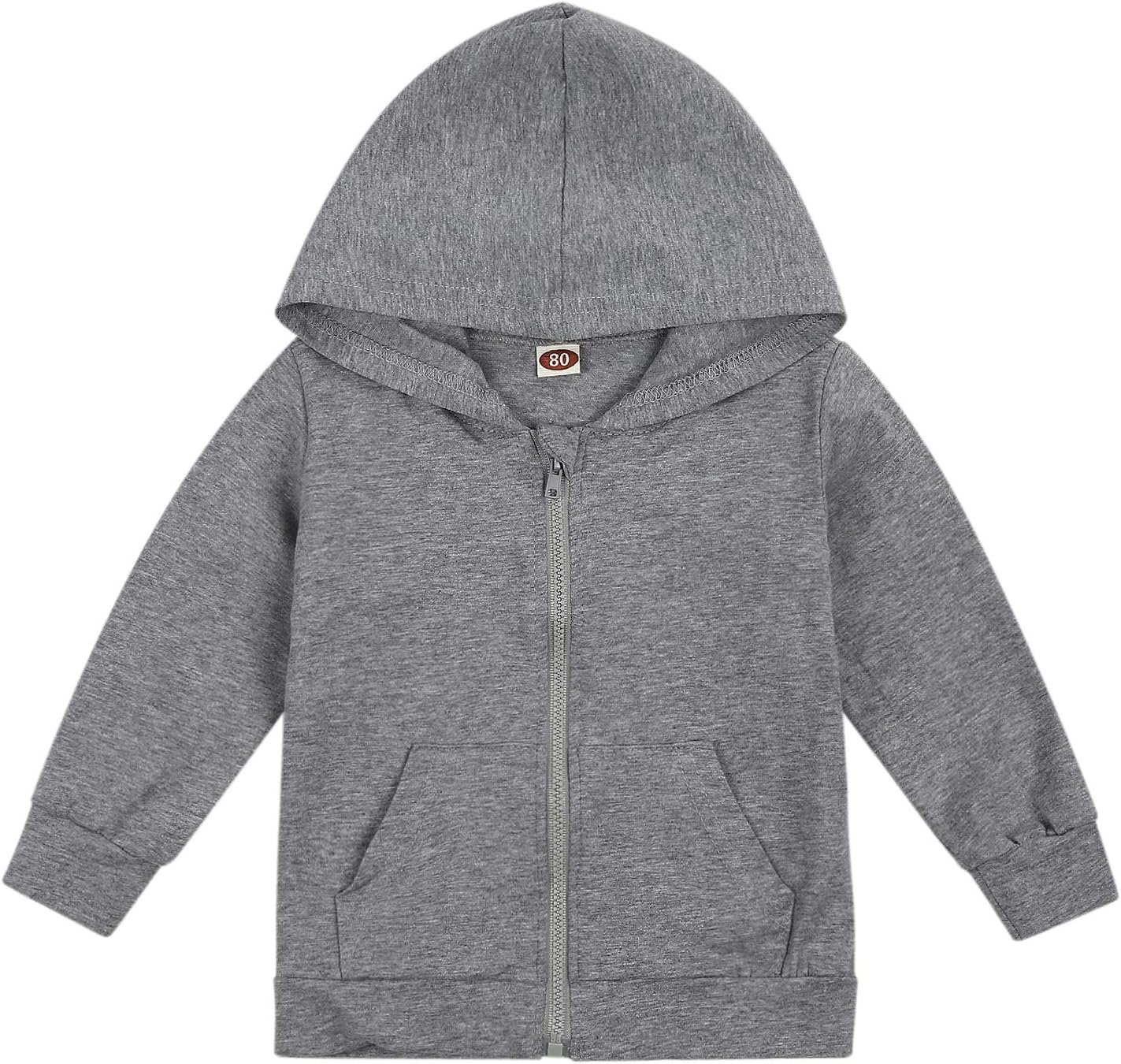Imcute Baby Zip Up Hoodie, Unisex inflant Toddler Long Sleeve Sweatshirts Lightweight Jacket Hooded Coats Fall Winter Outfits