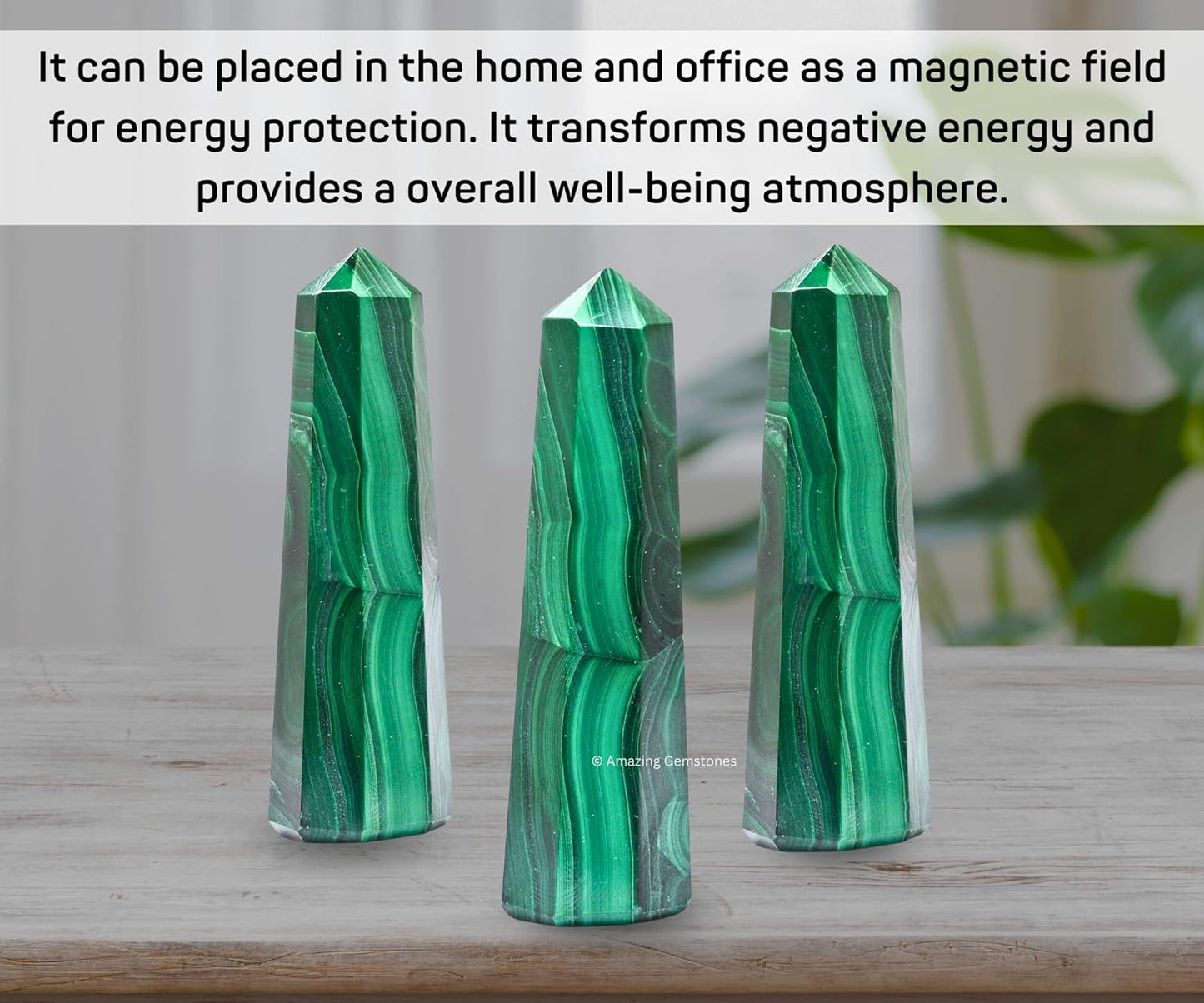 Amazing Gemstone Malachite Crystal Towers ~ Natural Healing Crystal Point Obelisk for Reiki Healing and Crystal Grid (2" to 3" INCH)