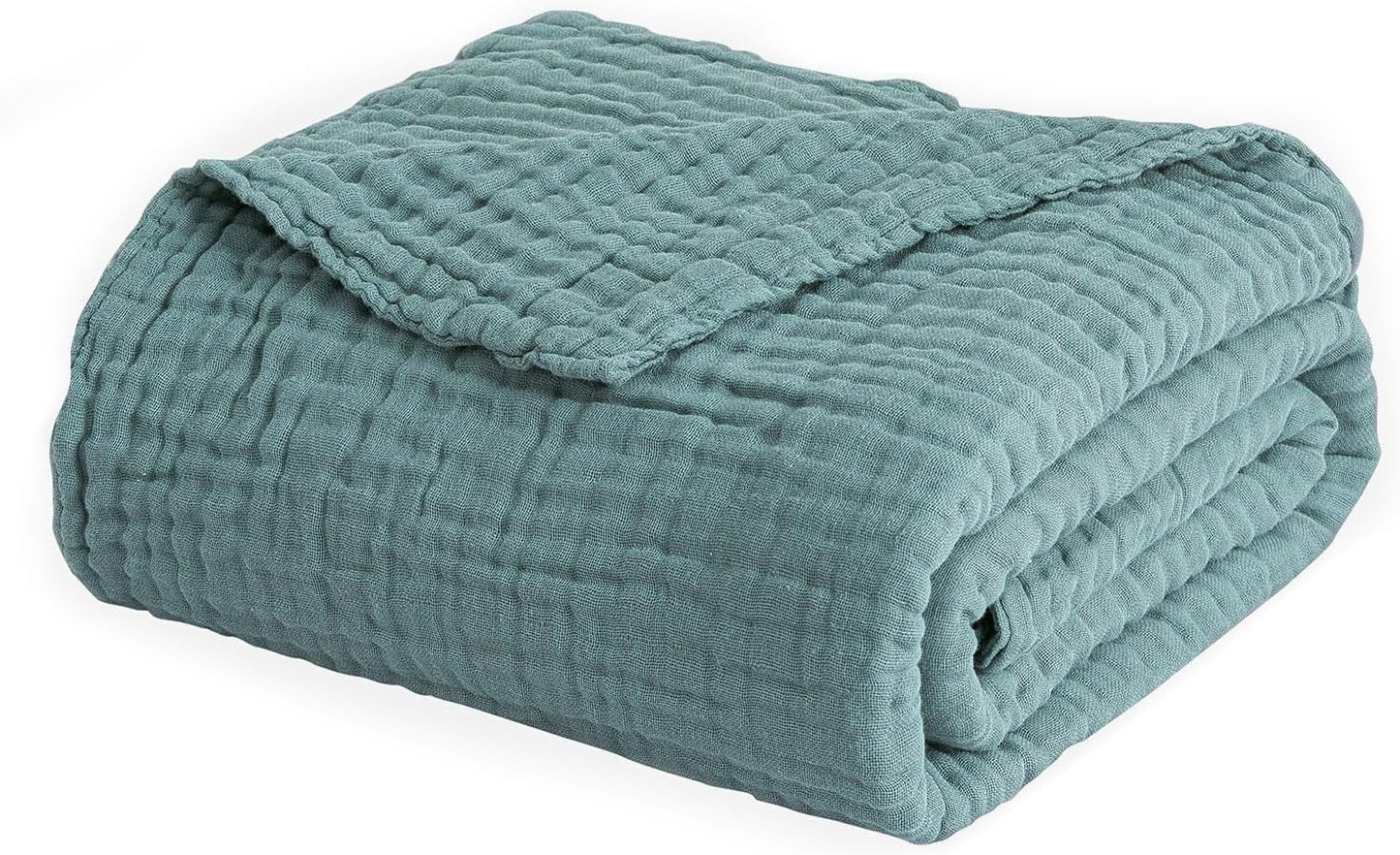 EMME Muslin Twin Blankets for Couch Breathable Gauze All Season Soft and Lightweight Pre-Washed Cotton Blanket (Teal, 60"x80")
