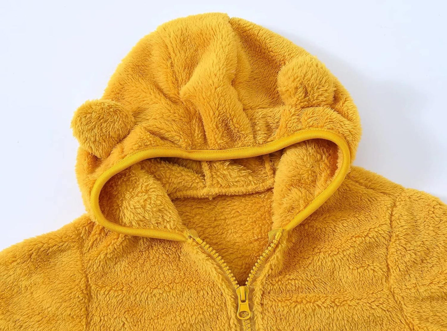 AIWUHE Toddler Boys Girls Hooded Jacket Fleece Hoodie Winter Warm Solid Color Teddy Coat Zip-up Bear Ear Sweater Fall Clothes