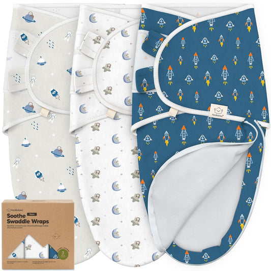 Baby Swaddle Sleep Sacks with Zipper - 3-Pack Swaddles for Newborns 0-3 Months, Infant, Baby Girls, Boys, Soft & Durable Newborn Sleep Sack, Easy Diaper Change Swaddling Blanket (Cosmo)
