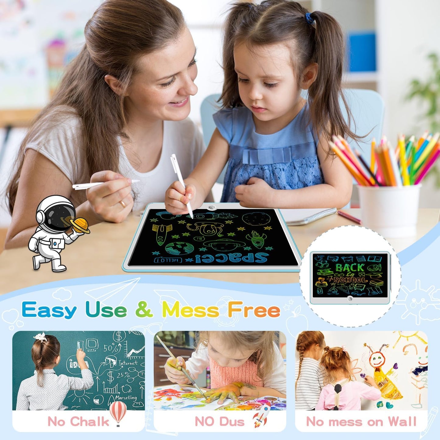 12 Inch LCD Writing Tablet for Kids Ages 3-6, Reusable Doodle Board with Stylus Pen, Drawing Pad Educational Travel Toy for Boys & Girls, Perfect Holiday & Birthday Gift Idea