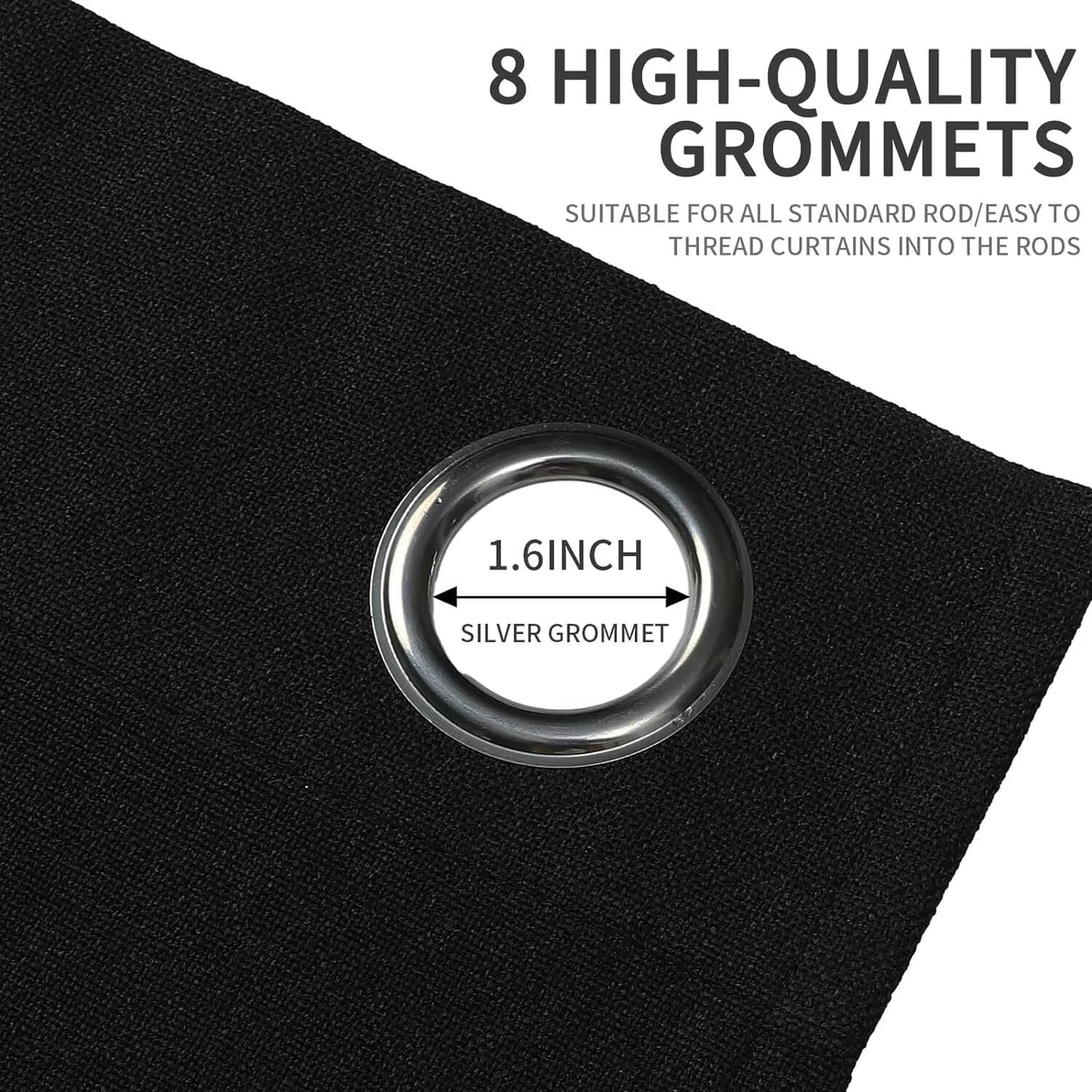 Joydeco Blackout Curtains 96 Inch Length, 1 Panel for Bedroom, Thermal Insulated Linen Black Out Curtains with Grommets (100x96)