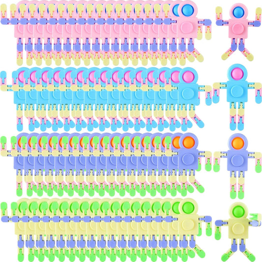 72 Pcs Warm Color Fidget Sensory Spinner Toys Transformable Chain Robot Fingertip Toy Sensory for Anxiety, Stress Relief ADHD Autism Pinata Goodie Bag Stuffers