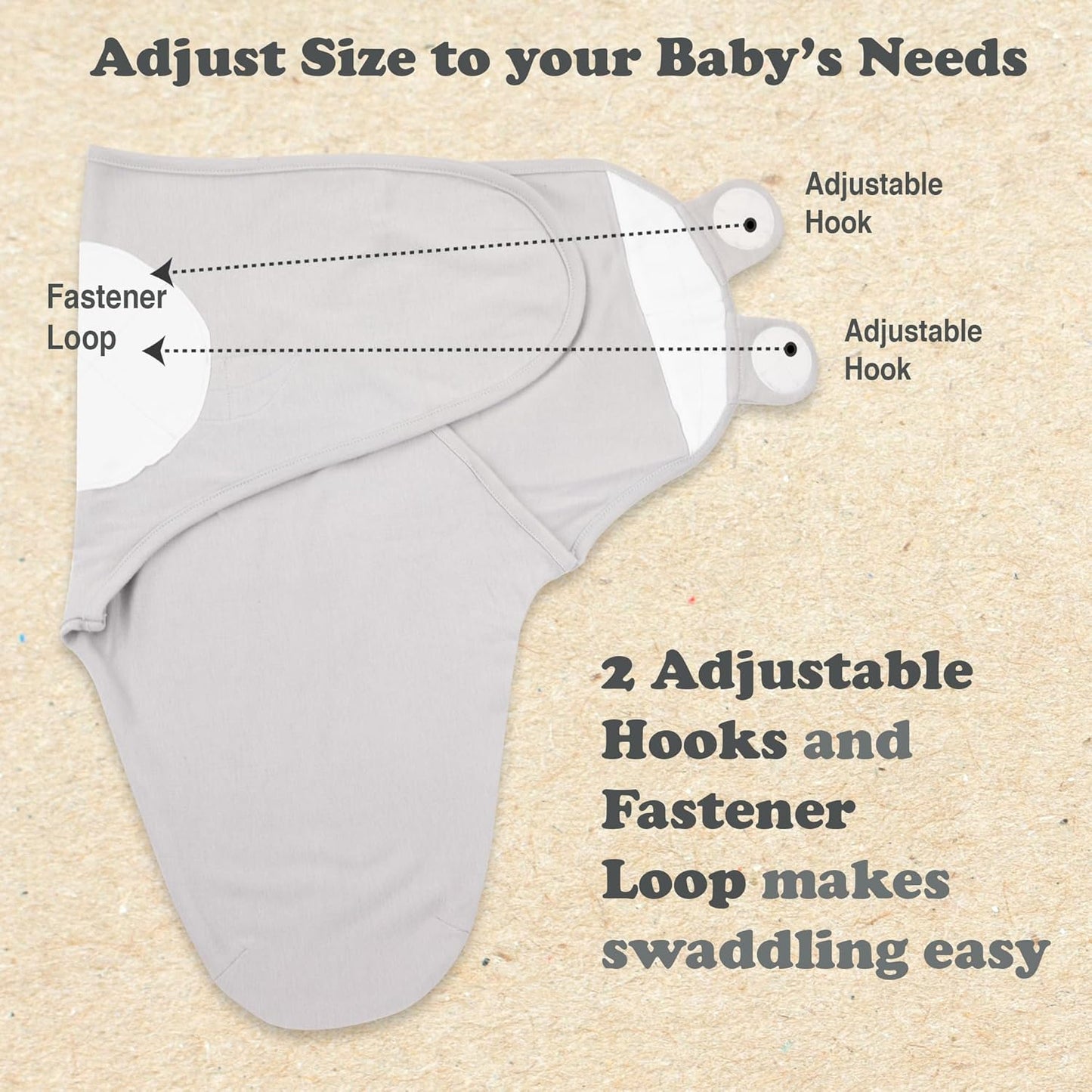 Bublo Baby Swaddles for Newborn Girls - 3 Pack Baby Swaddle Sleep Sacks - 3-6 Months - Pastel Grey-White Solid