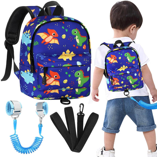 Accmor Toddler Backpack Leash Harness, Cute Kids Backpack with Anti Lost Wrist Link, Child Backpack Leash Baby Walking Harness Bag for Outdoor Travel, Mini Dinosaur Backpack Tether for Boys