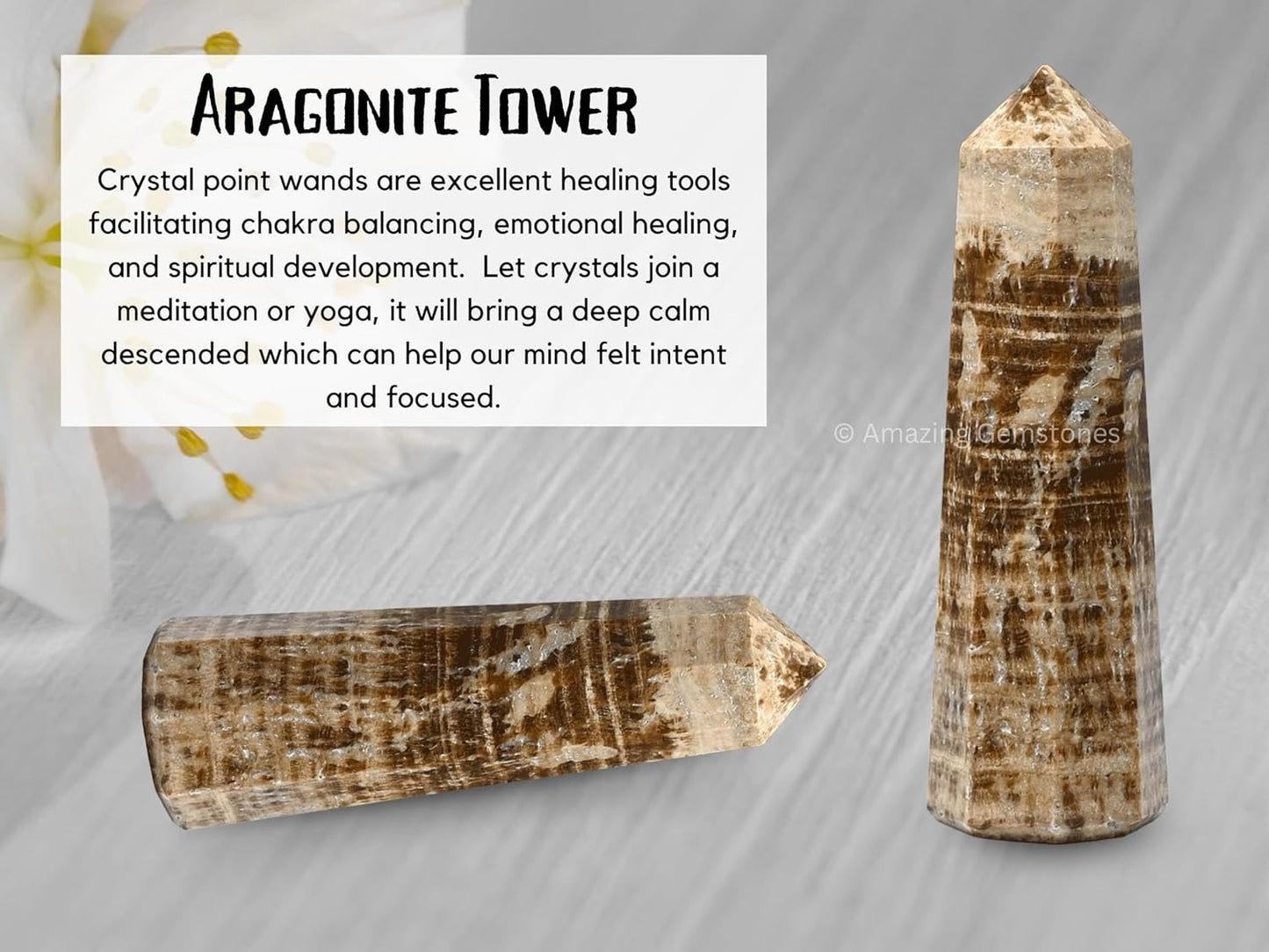 Amazing Gemstone Aragonite Crystal Towers ~ Natural Healing Crystal Point Obelisk for Reiki Healing and Crystal Grid (3- Inch)